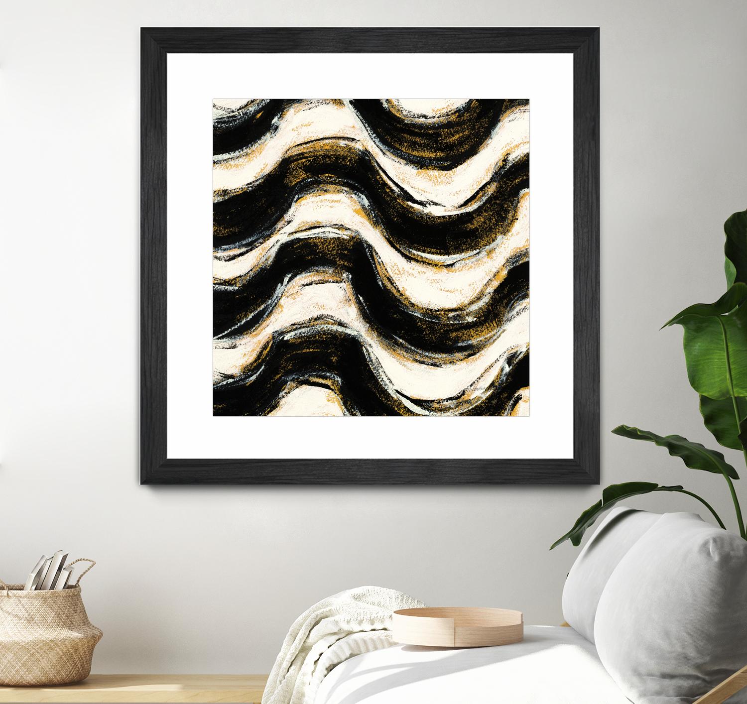Black and Gold Geometric V Crop by Shirley Novak on GIANT ART - beige abstract