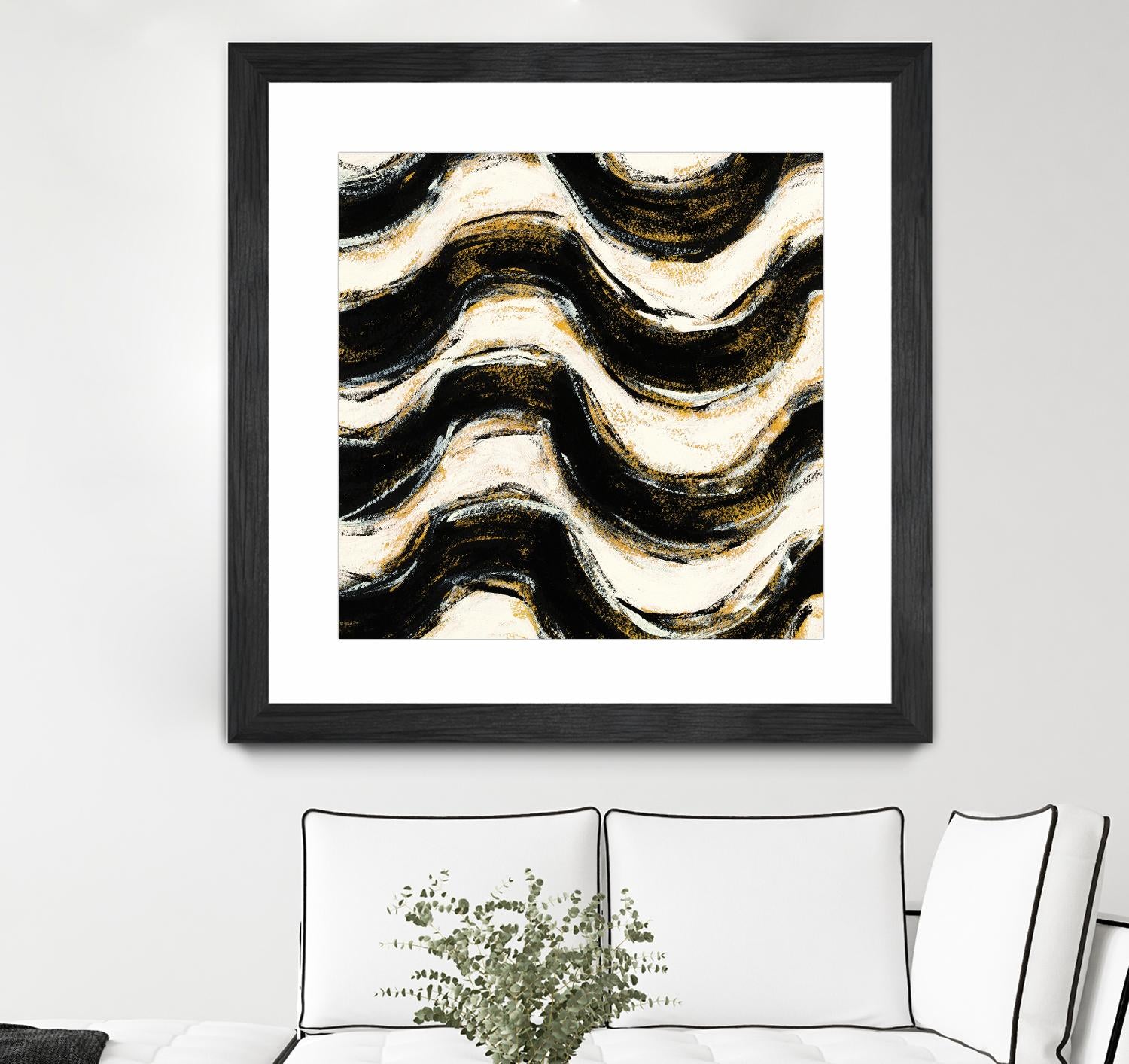 Black and Gold Geometric V Crop by Shirley Novak on GIANT ART - beige abstract
