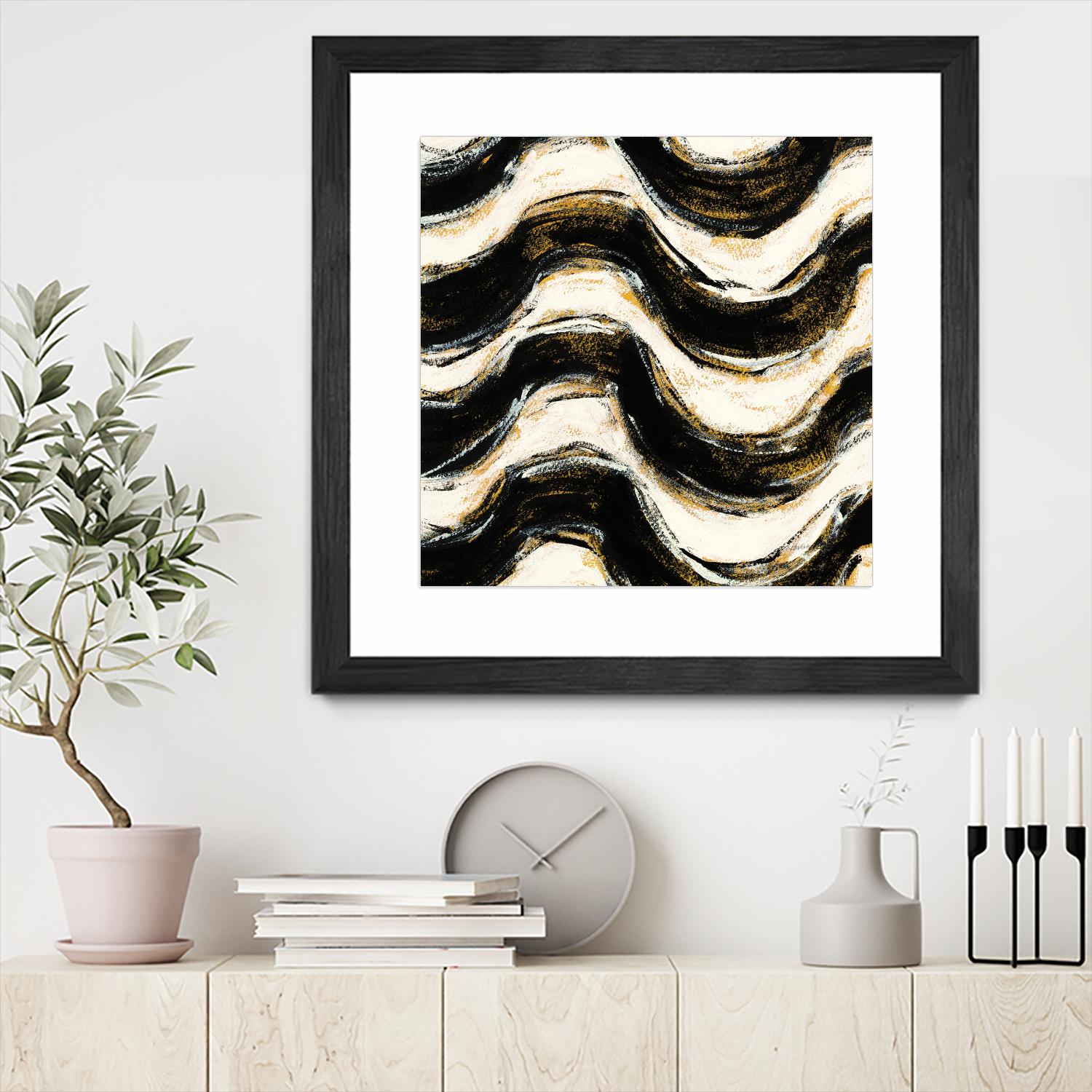 Black and Gold Geometric V Crop by Shirley Novak on GIANT ART - beige abstract