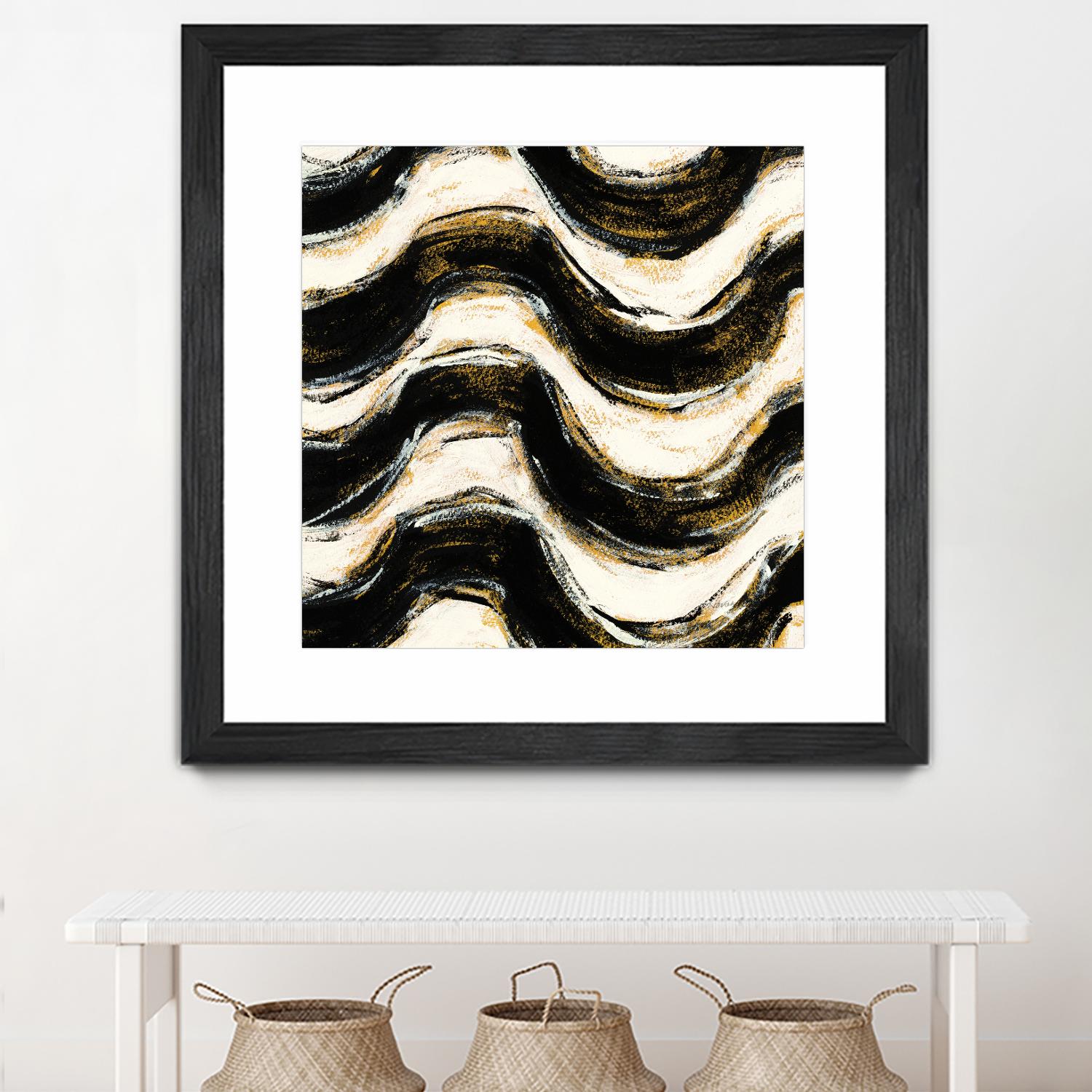 Black and Gold Geometric V Crop by Shirley Novak on GIANT ART - beige abstract
