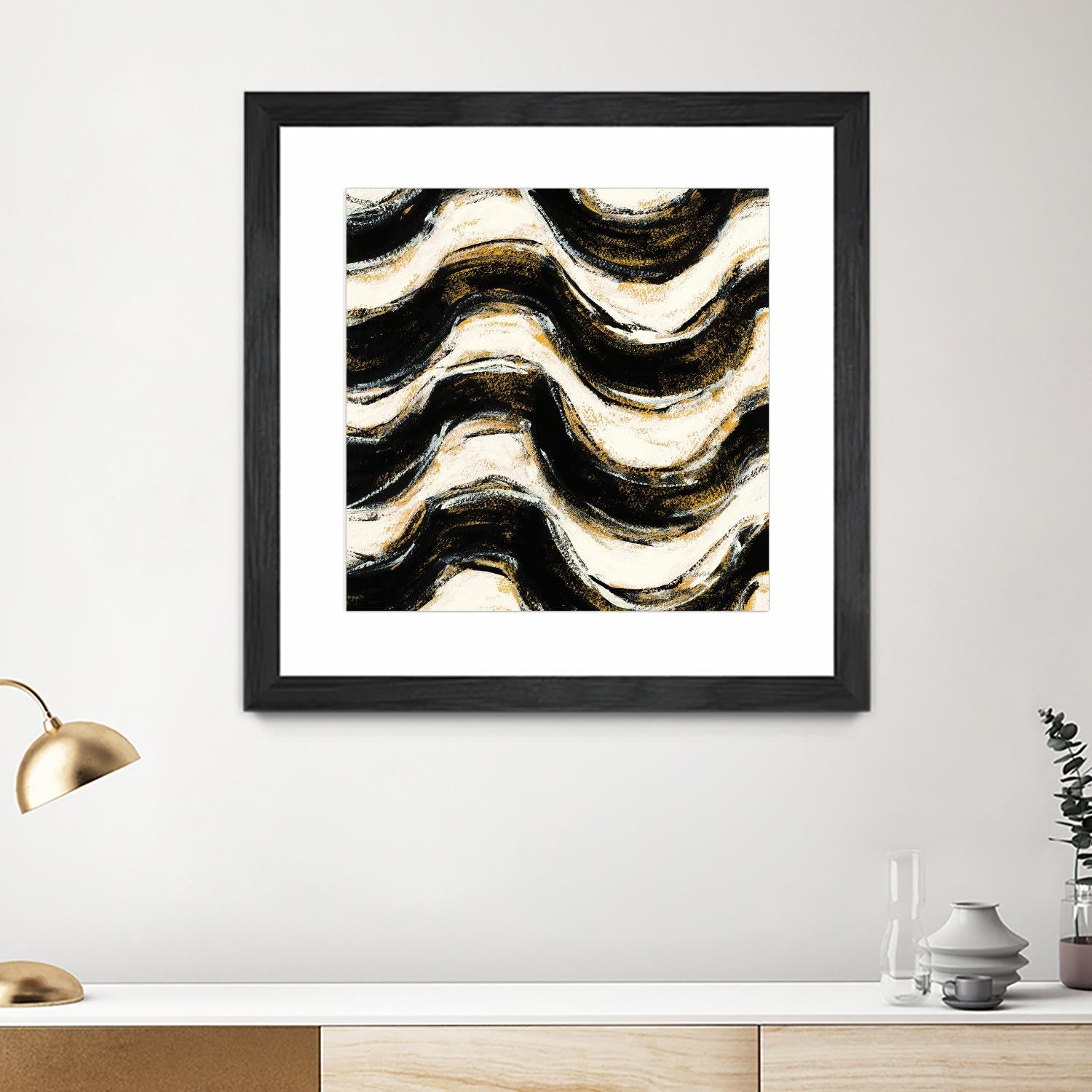 Black and Gold Geometric V Crop by Shirley Novak on GIANT ART - beige abstract