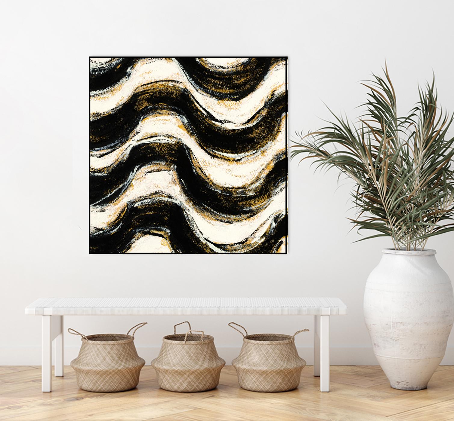 Black and Gold Geometric V Crop by Shirley Novak on GIANT ART - beige abstract