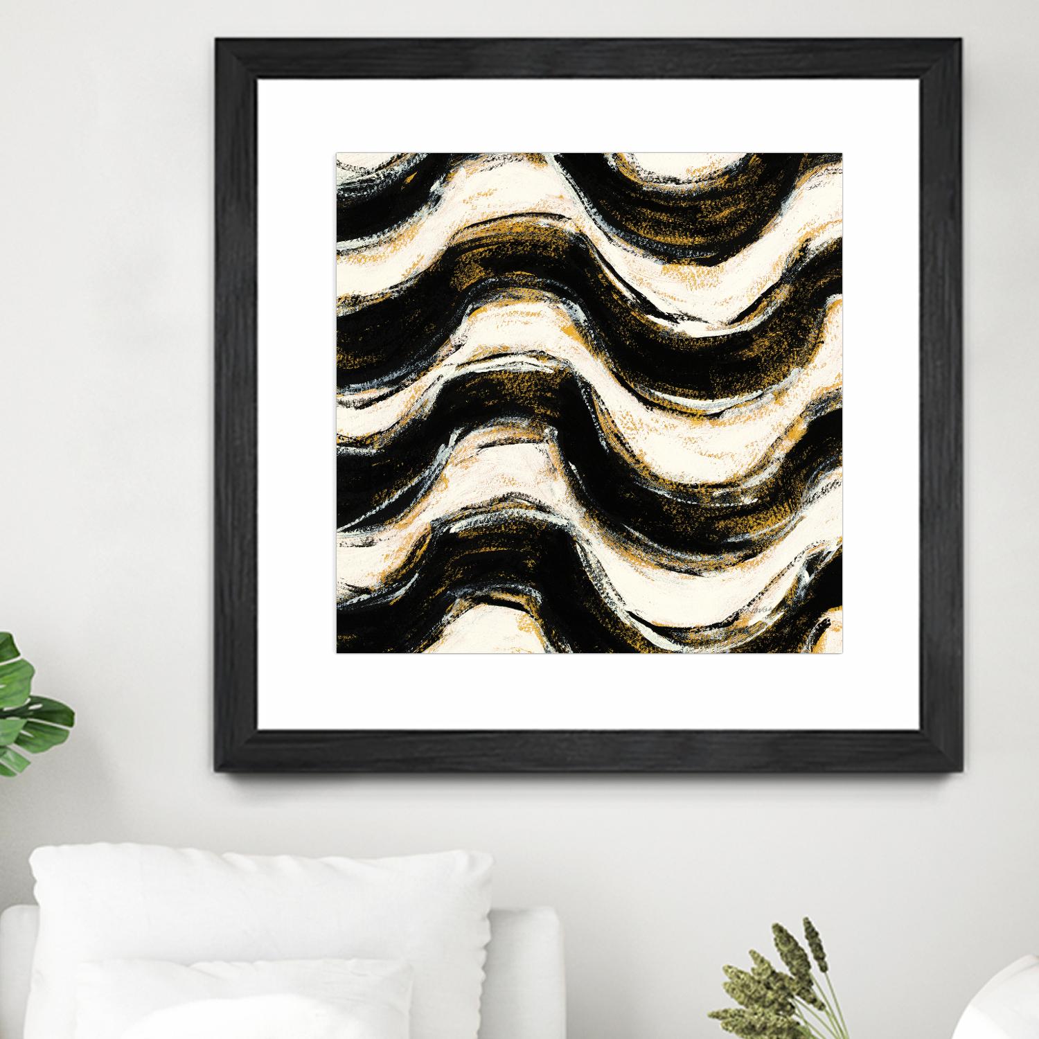 Black and Gold Geometric V Crop by Shirley Novak on GIANT ART - beige abstract