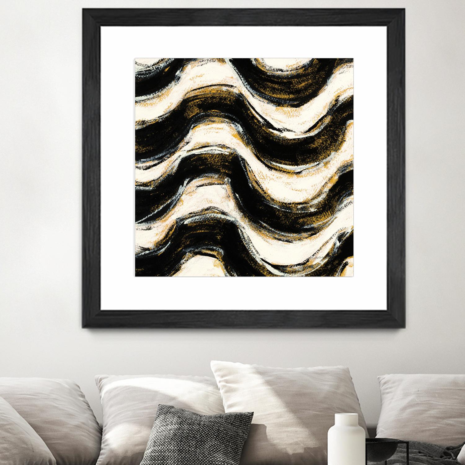 Black and Gold Geometric V Crop by Shirley Novak on GIANT ART - beige abstract