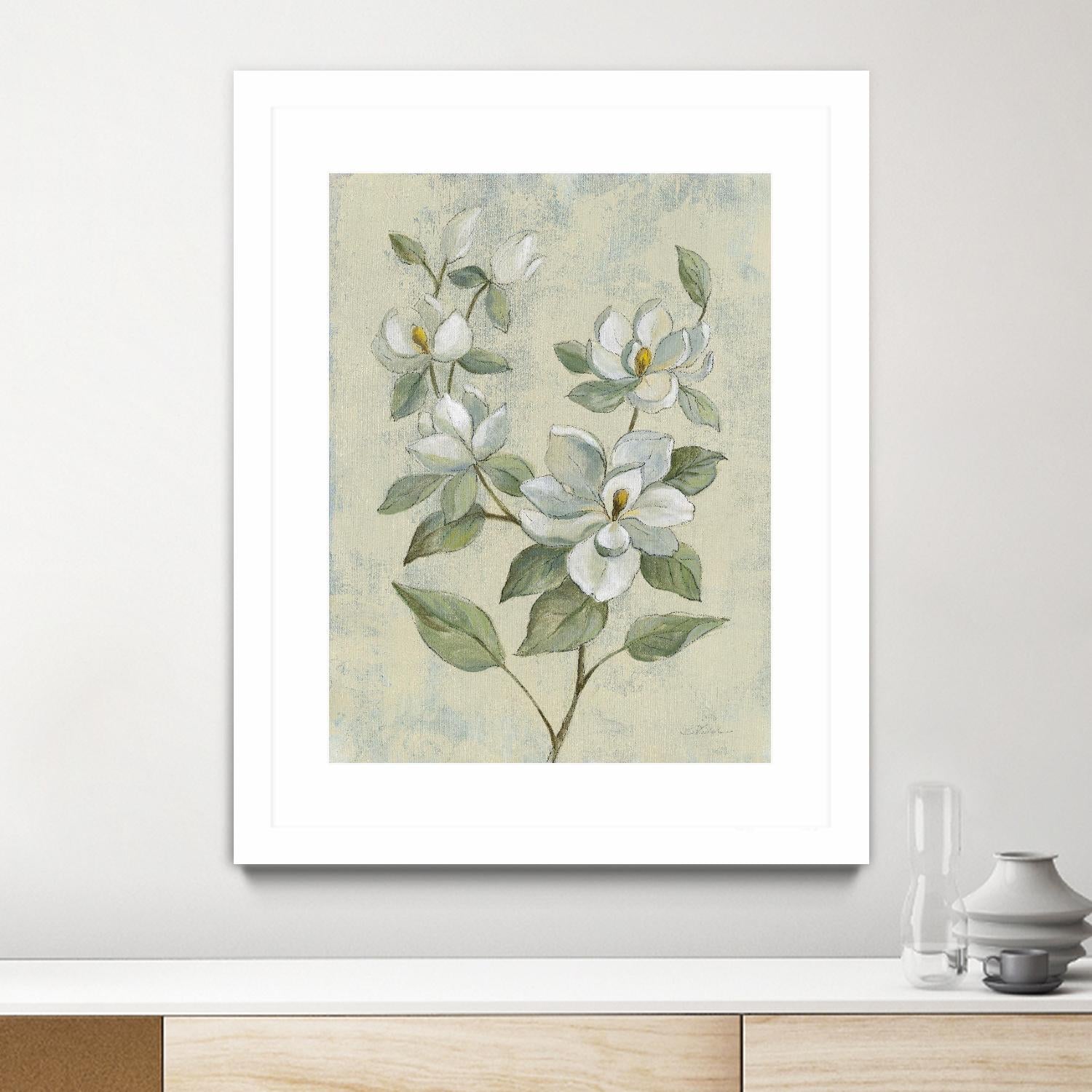 Sage Magnolia by Silvia Vassileva on GIANT ART - florals florals