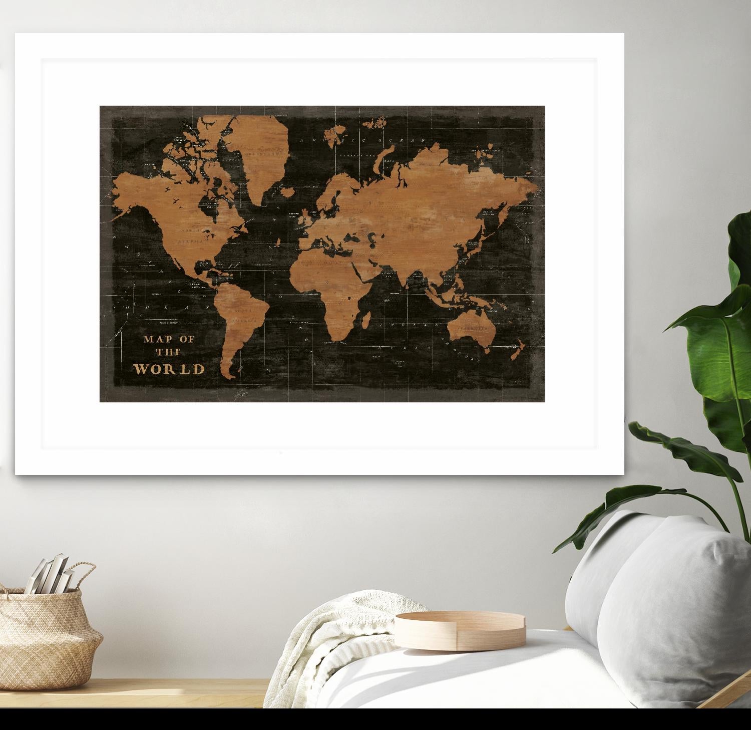 World Map Industrial by Sue Schlabach on GIANT ART - black  maps words and phrases