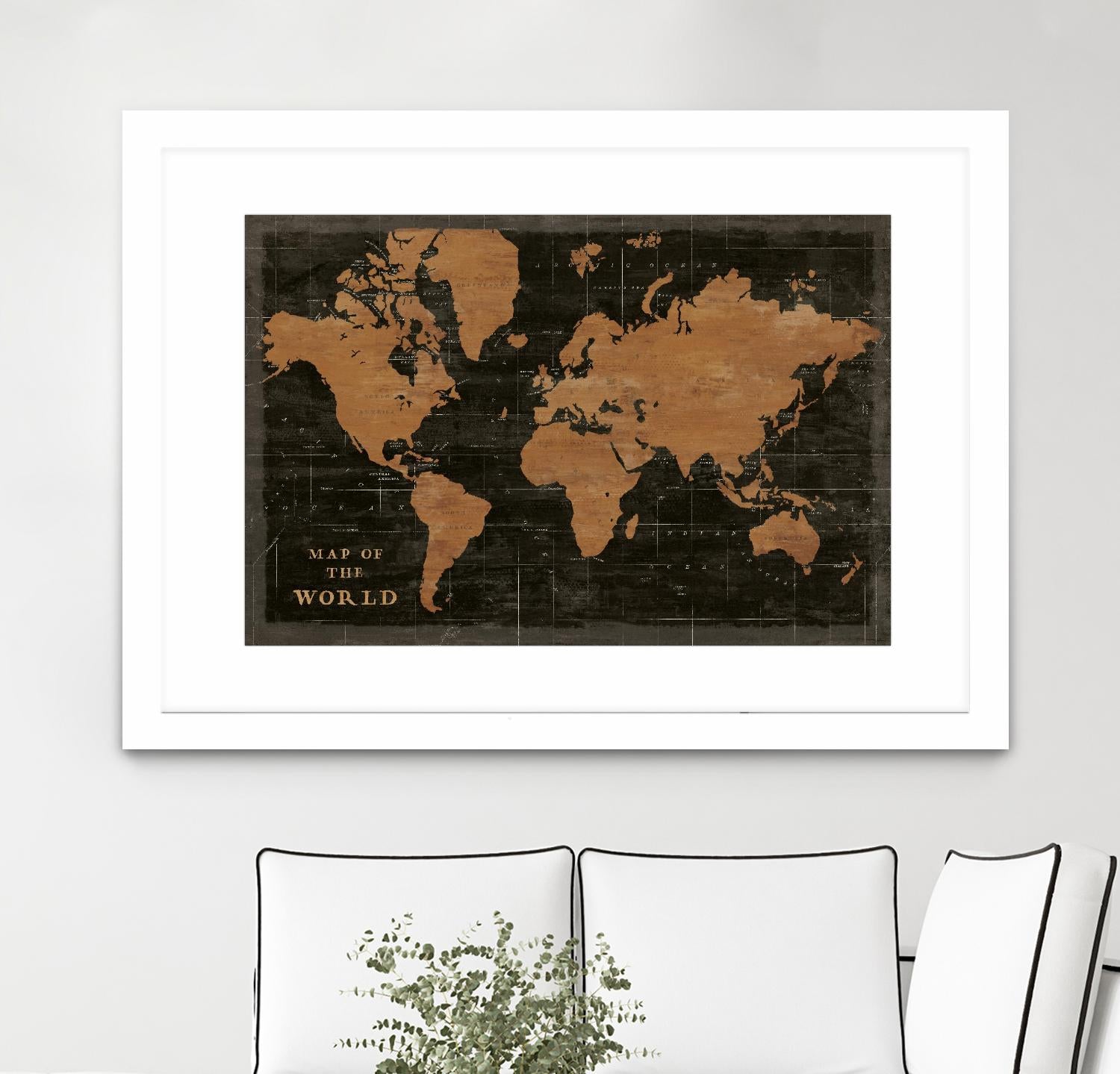 World Map Industrial by Sue Schlabach on GIANT ART - black  maps words and phrases