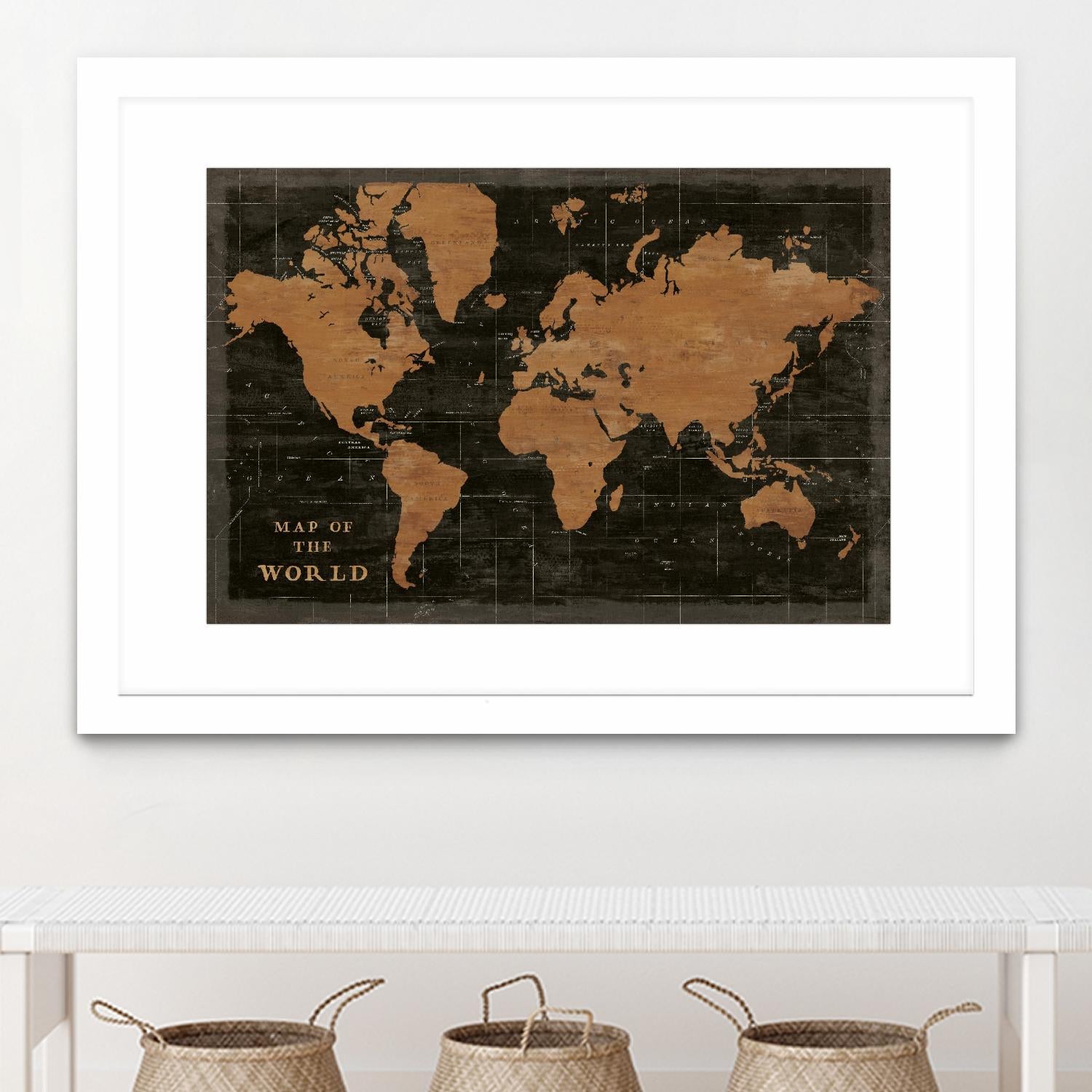 World Map Industrial by Sue Schlabach on GIANT ART - black  maps words and phrases