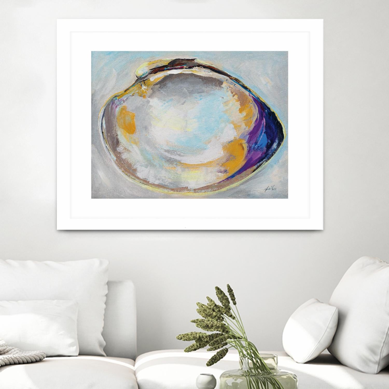 Open Quahog II by Jeanette Vertentes on GIANT ART - blue coastal & nautical seashells