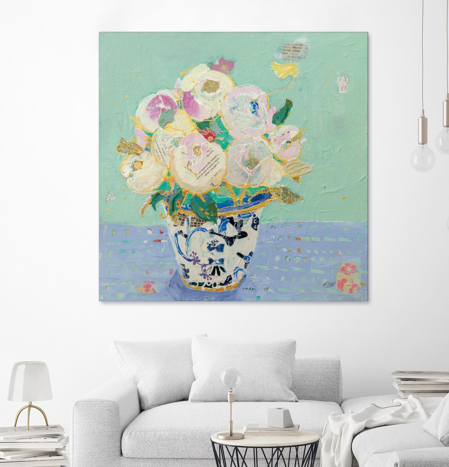 Kristens Peonies by Kellie Day on GIANT ART - florals aqua