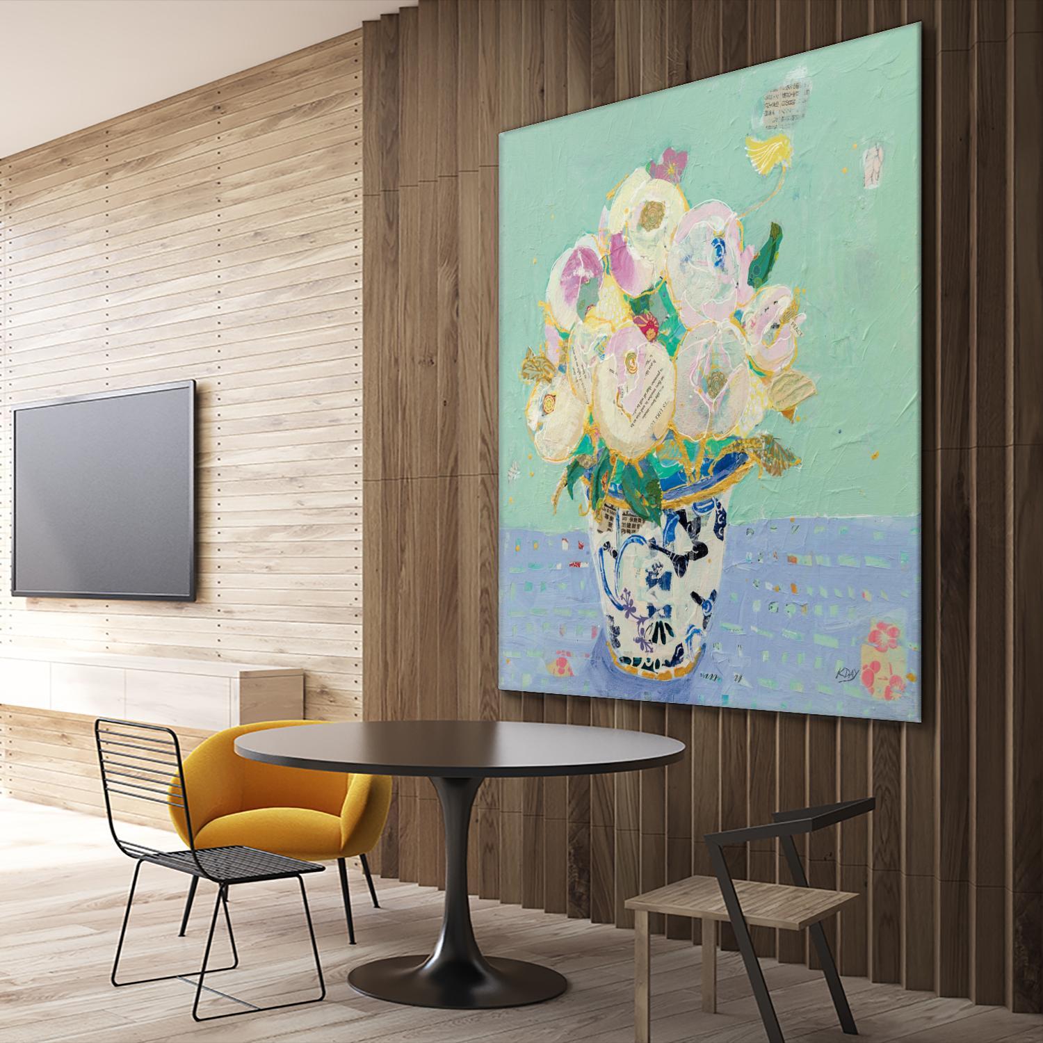 Kristens Peonies by Kellie Day on GIANT ART - florals aqua