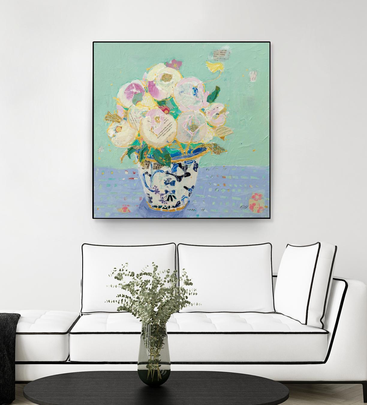 Kristens Peonies by Kellie Day on GIANT ART - florals aqua