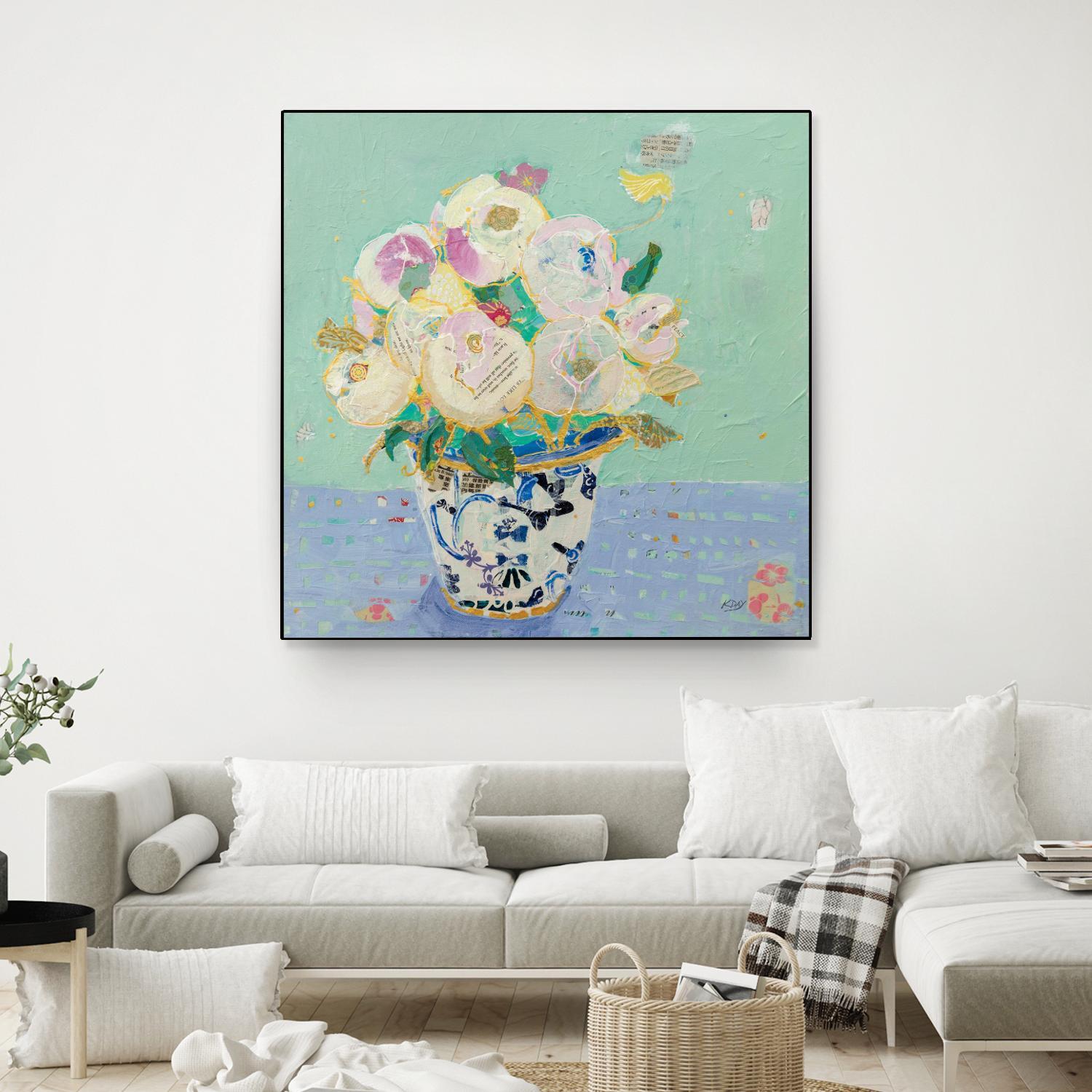 Kristens Peonies by Kellie Day on GIANT ART - florals aqua