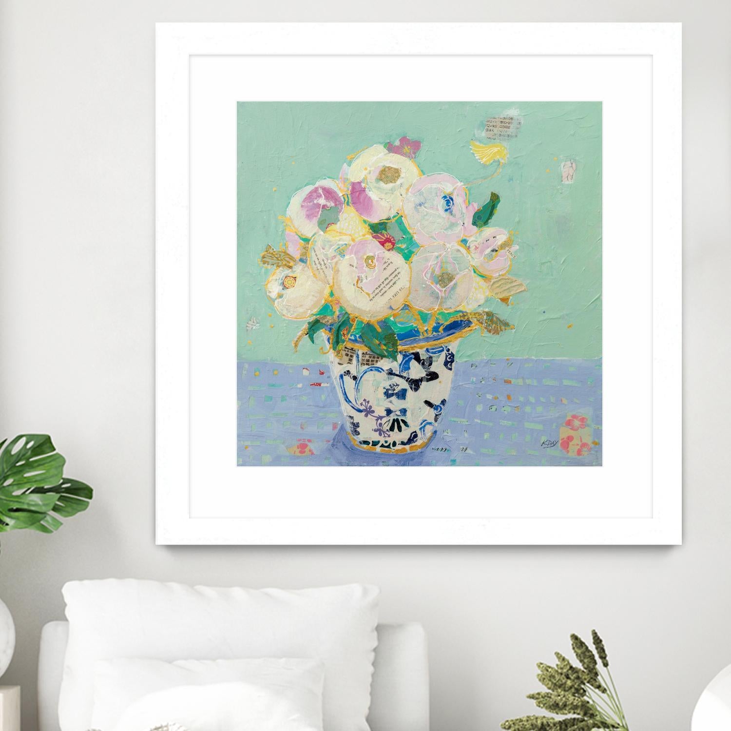 Kristens Peonies by Kellie Day on GIANT ART - florals aqua
