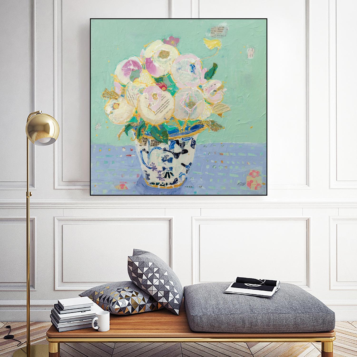 Kristens Peonies by Kellie Day on GIANT ART - florals aqua