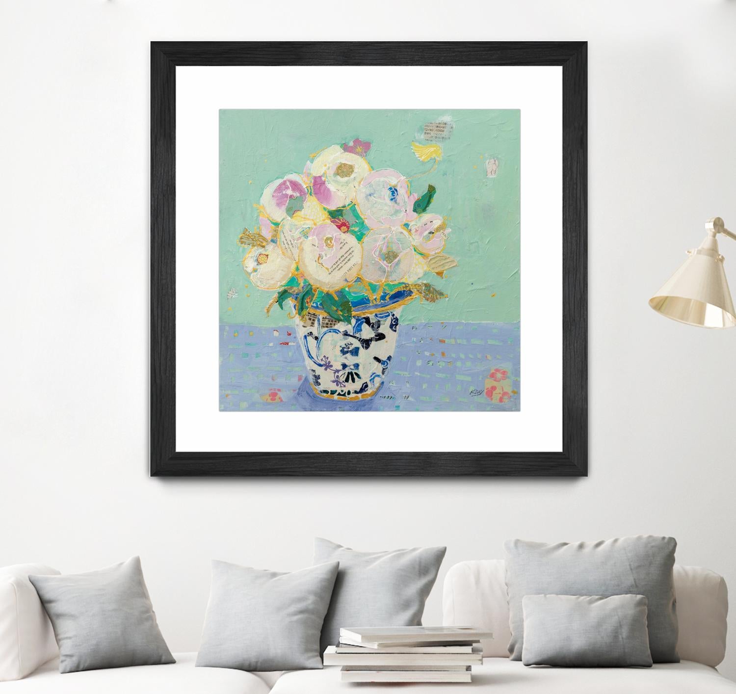 Kristens Peonies by Kellie Day on GIANT ART - florals aqua