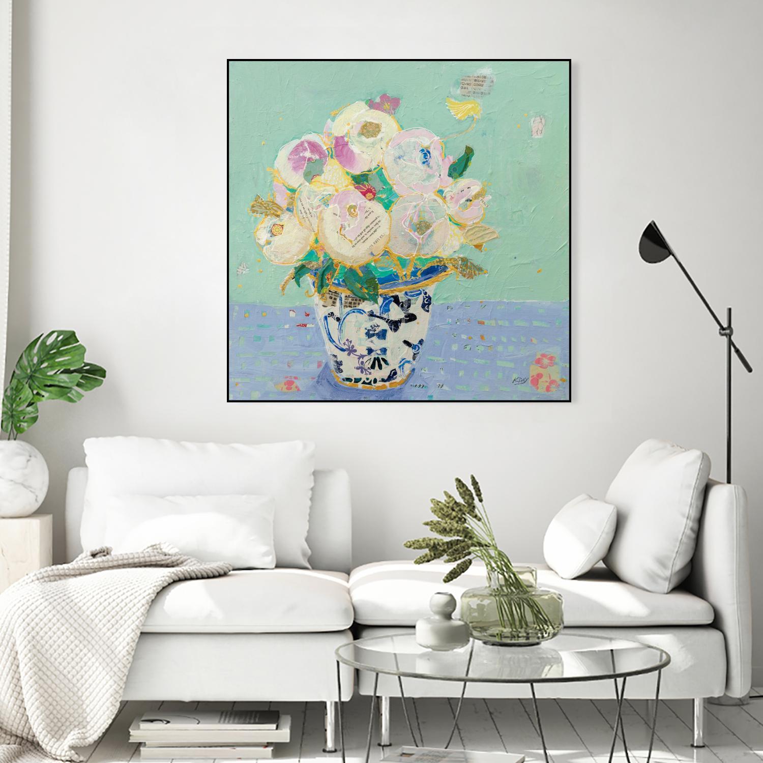 Kristens Peonies by Kellie Day on GIANT ART - florals aqua