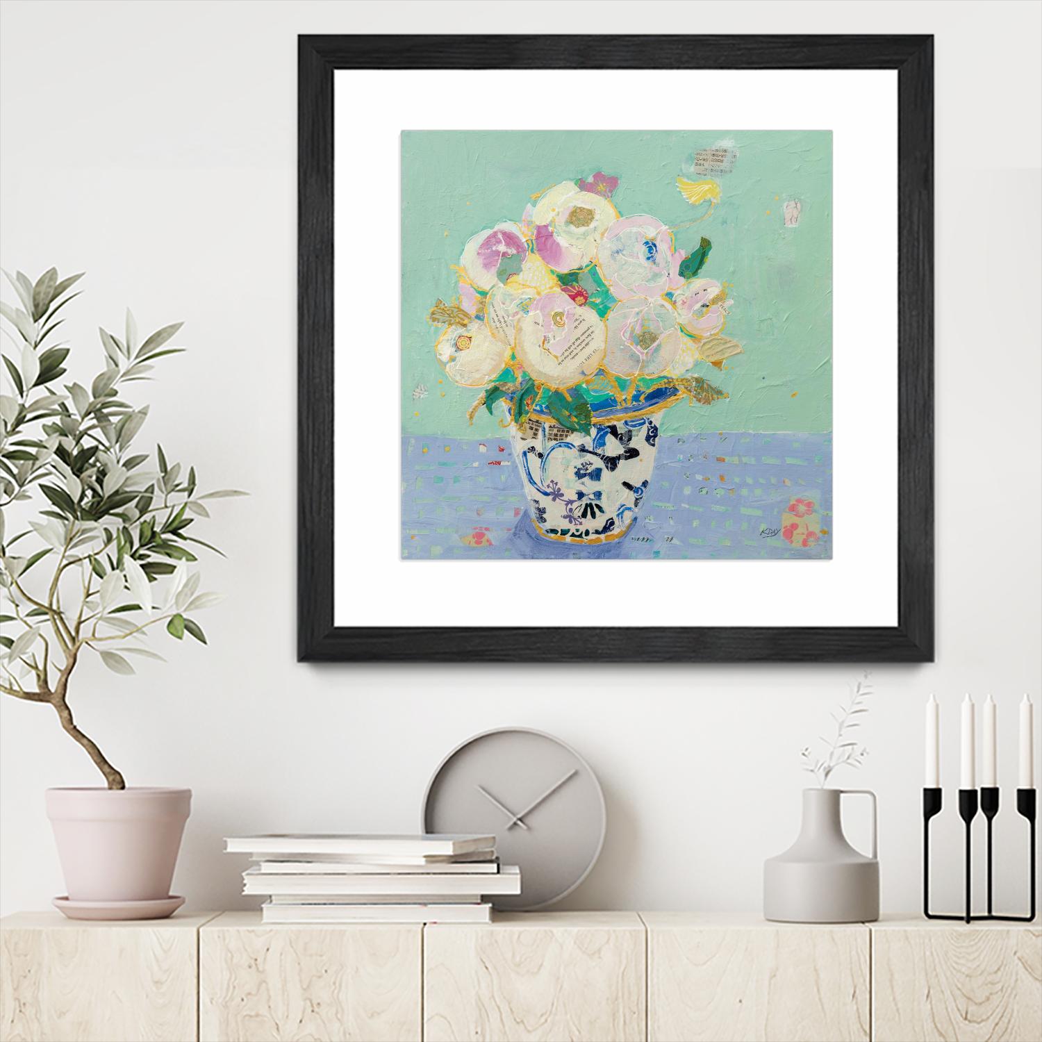 Kristens Peonies by Kellie Day on GIANT ART - florals aqua