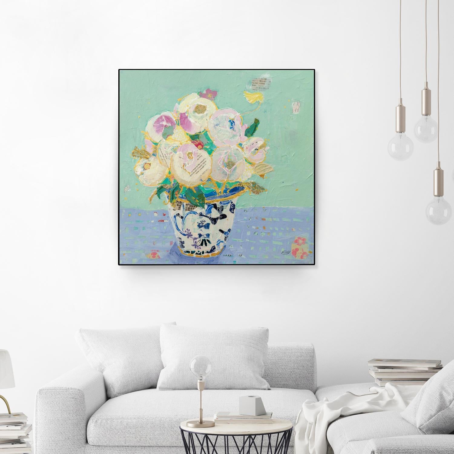 Kristens Peonies by Kellie Day on GIANT ART - florals aqua