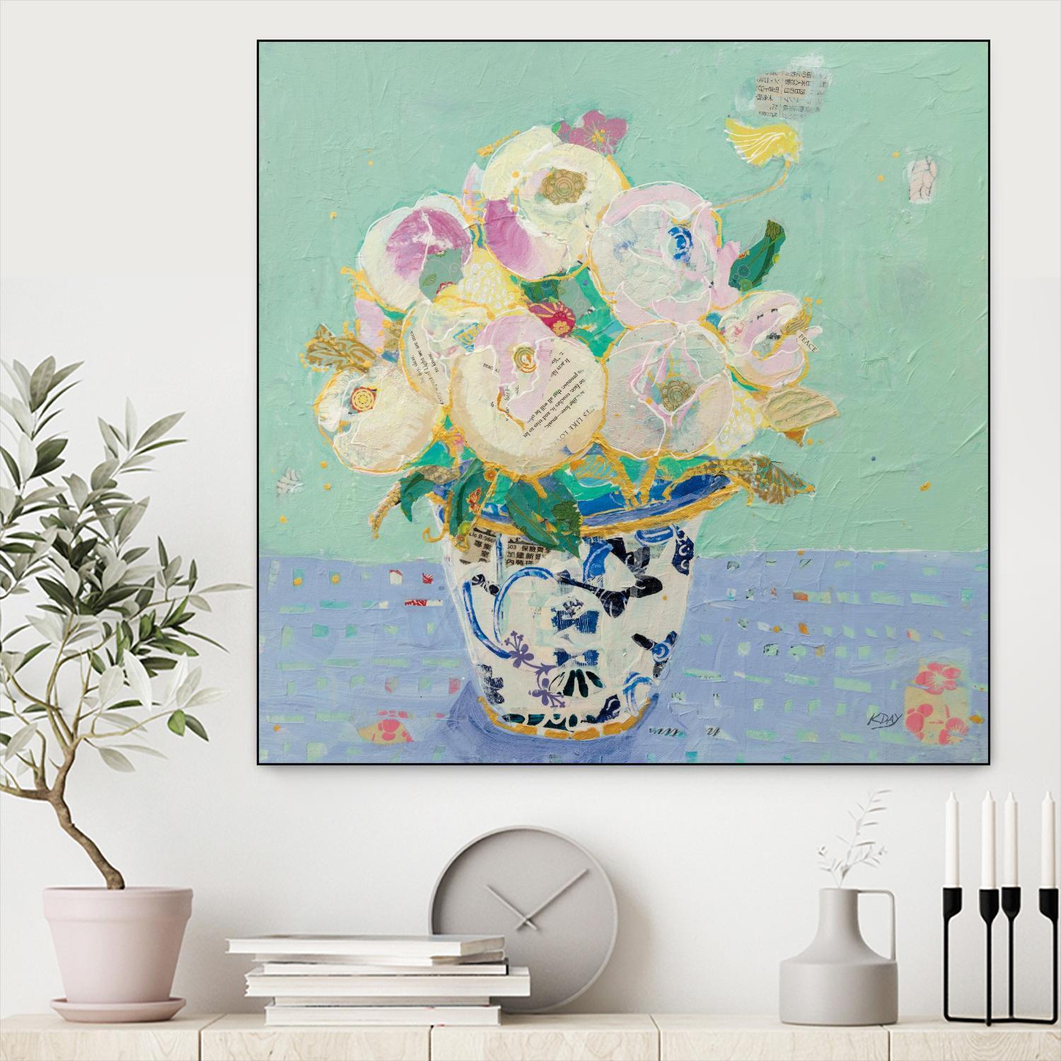 Kristens Peonies by Kellie Day on GIANT ART - florals aqua