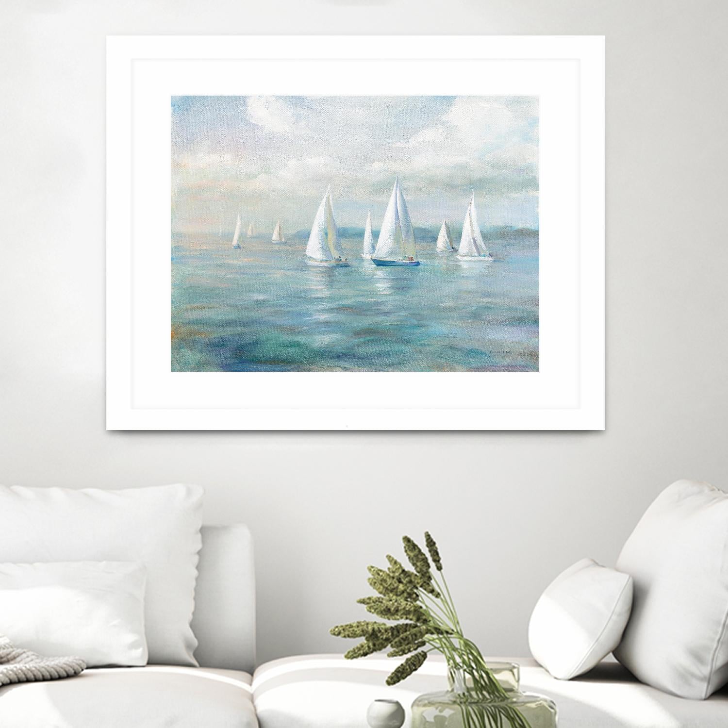 Setting Sail by Danhui Nai on GIANT ART - blue coastal & nautical sails