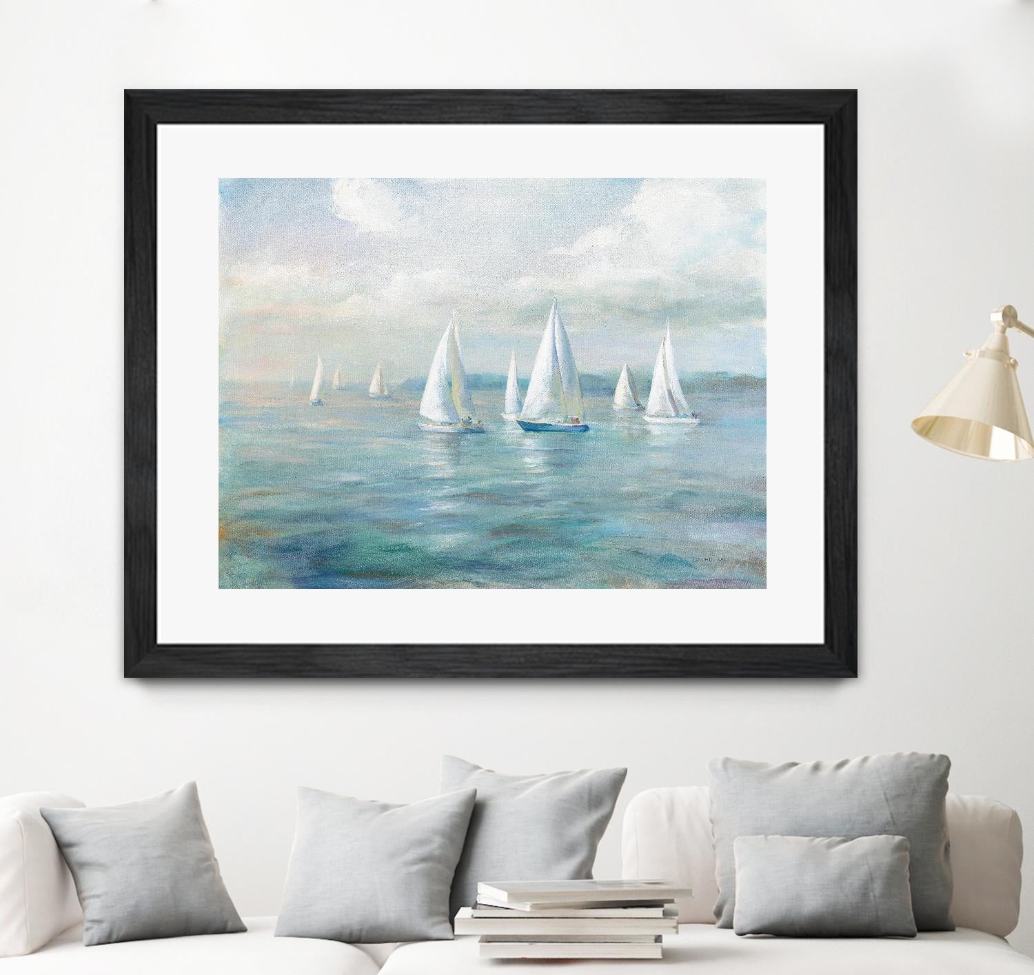 Setting Sail by Danhui Nai on GIANT ART - blue coastal & nautical sails