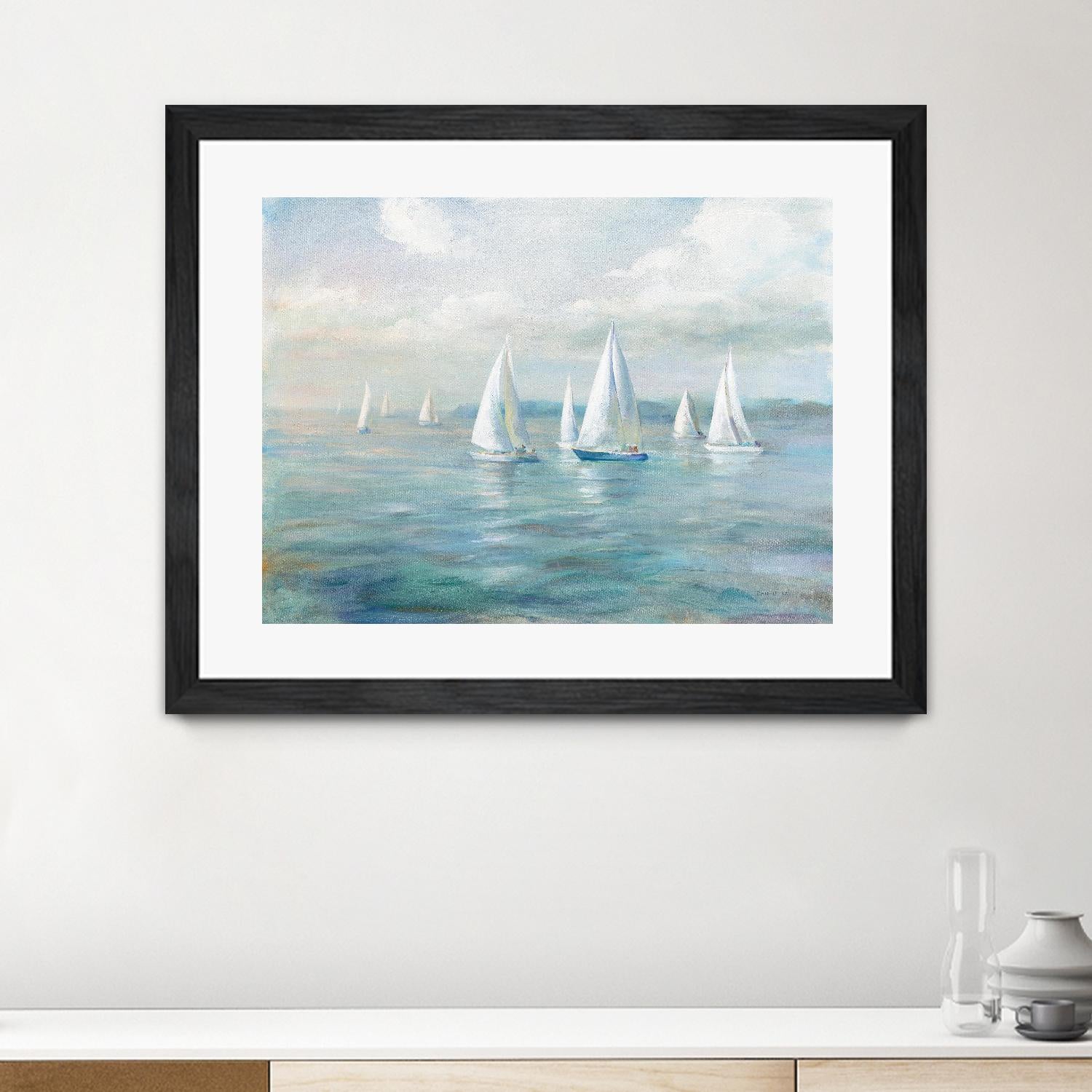 Setting Sail by Danhui Nai on GIANT ART - blue coastal & nautical sails