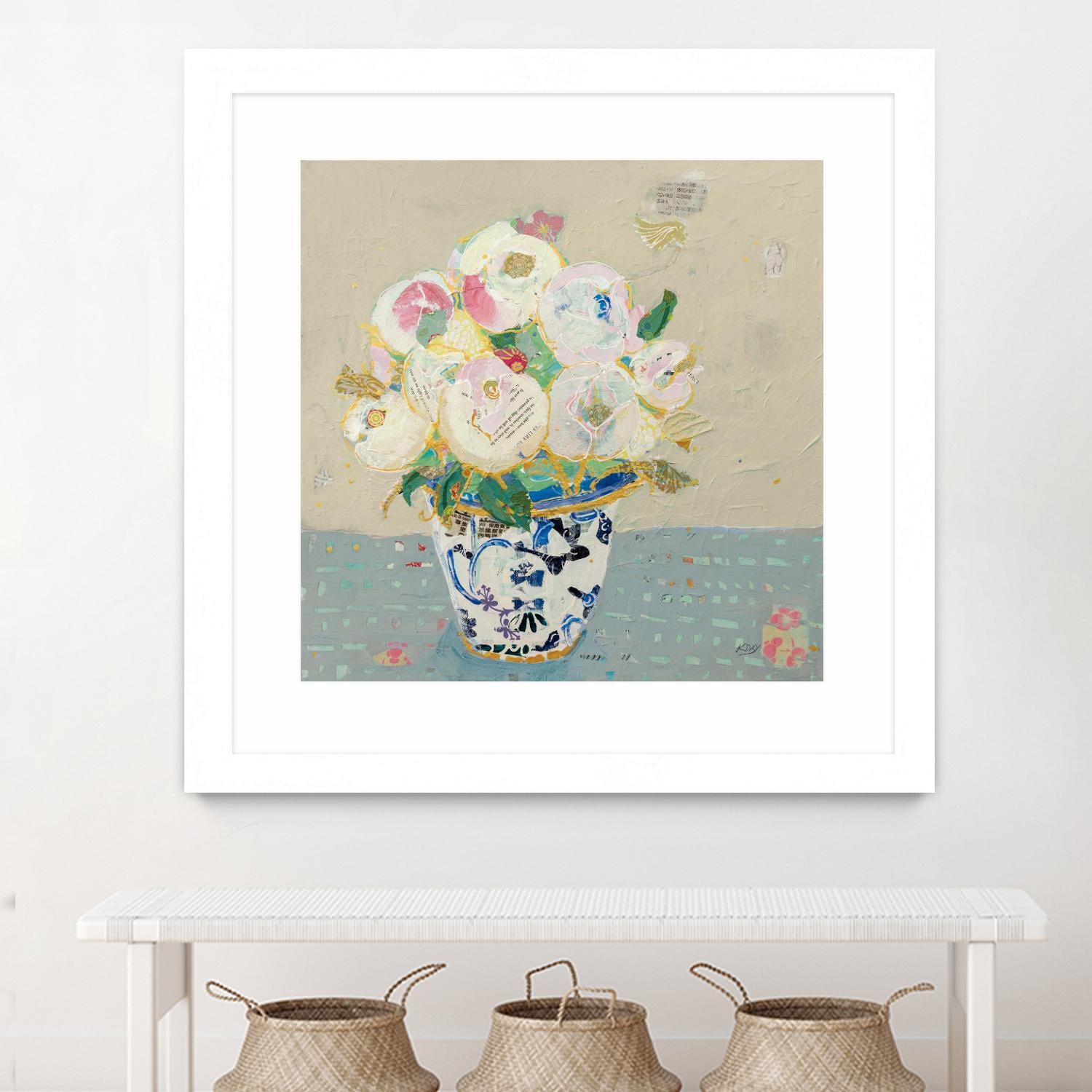 Kristens Peonies Neutral by Kellie Day on GIANT ART - florals aqua