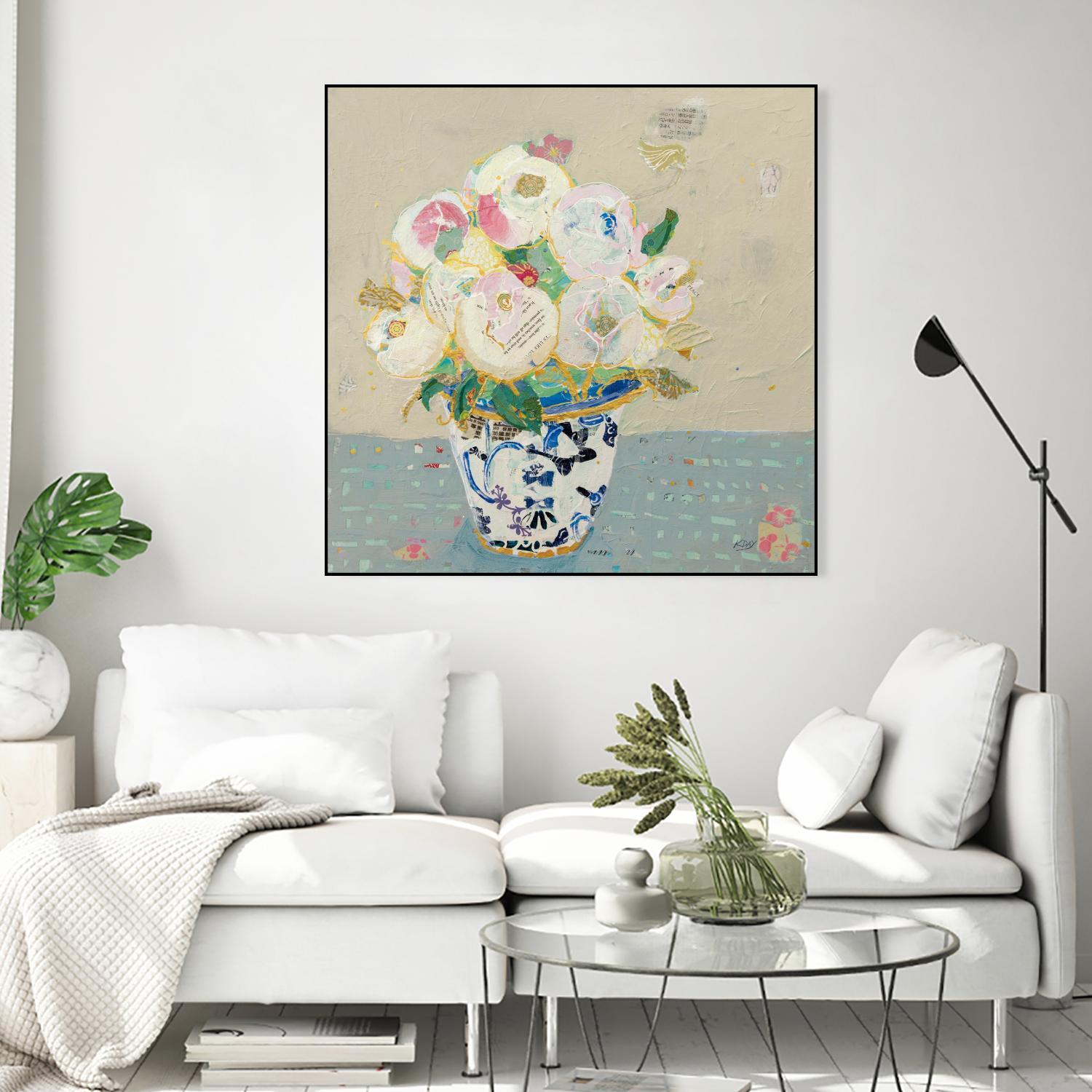 Kristens Peonies Neutral by Kellie Day on GIANT ART - florals aqua