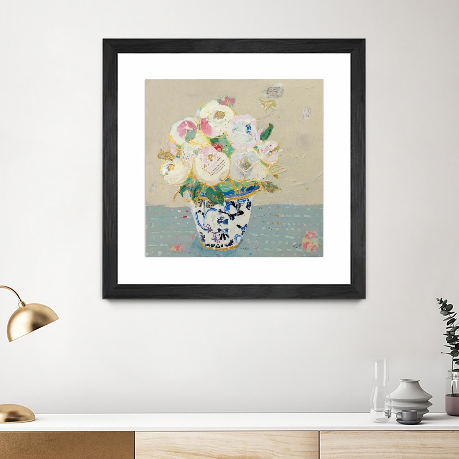 Kristens Peonies Neutral by Kellie Day on GIANT ART - florals aqua