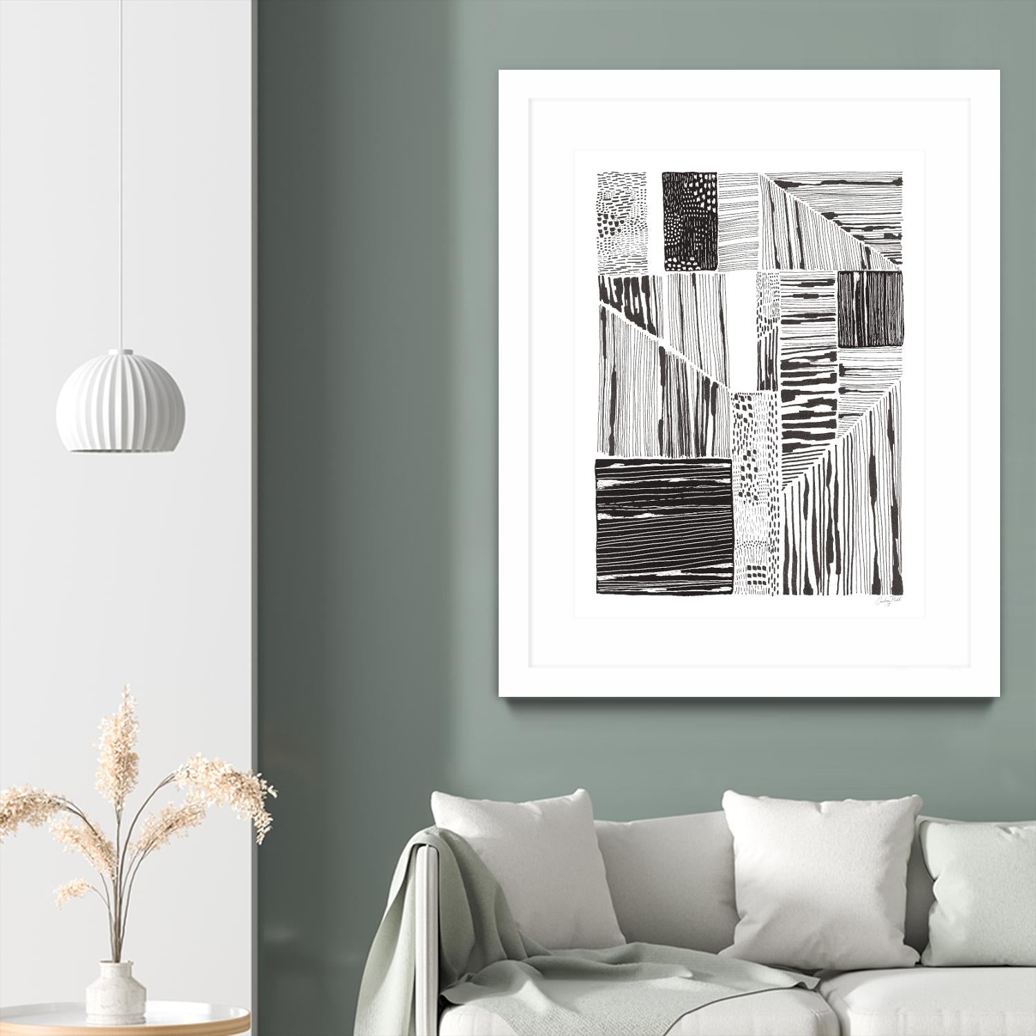 Lined Up II by Courtney Prahl on GIANT ART - white linear dots