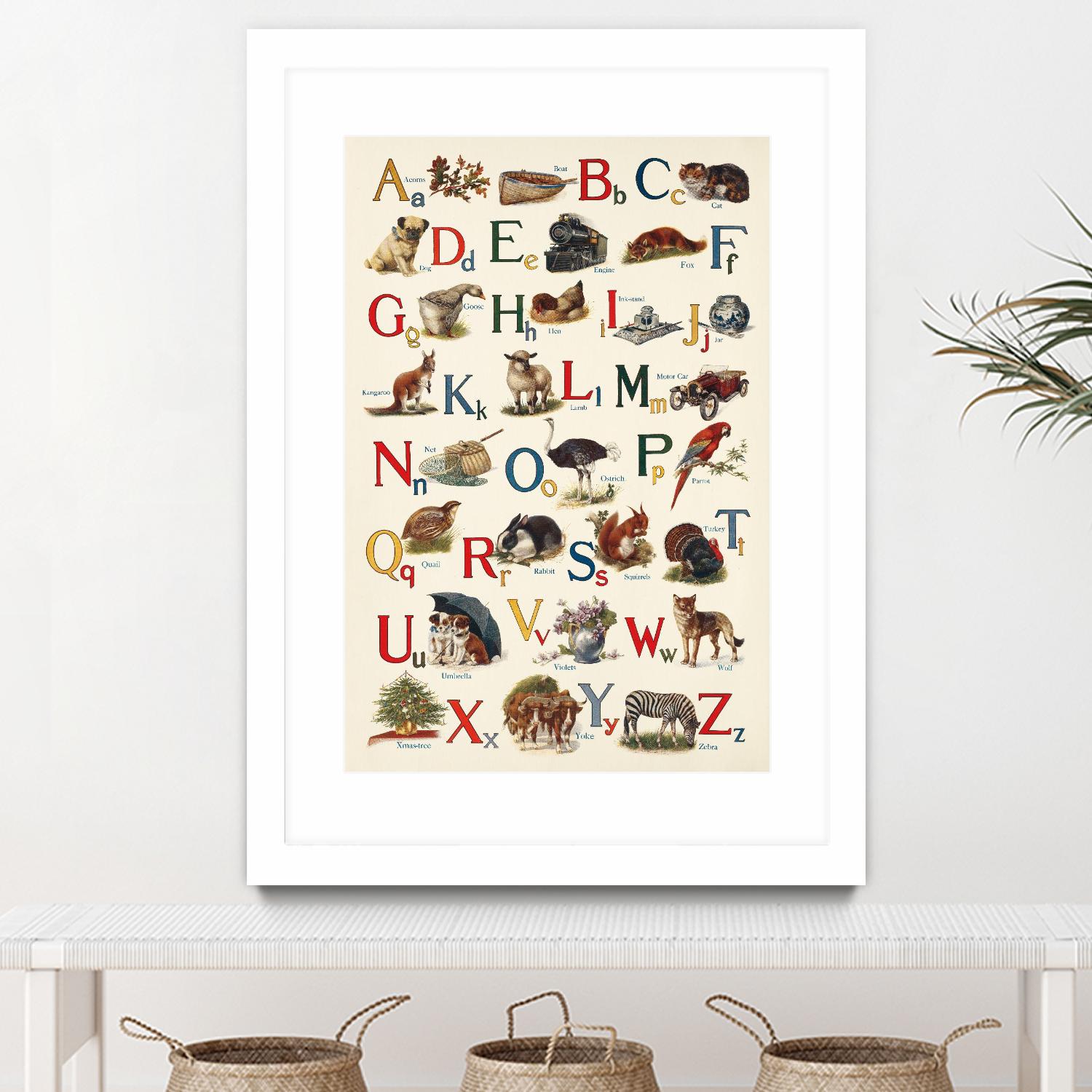 Schoolhouse Alphabet by Wild Apple on GIANT ART - beige illustration  flowers