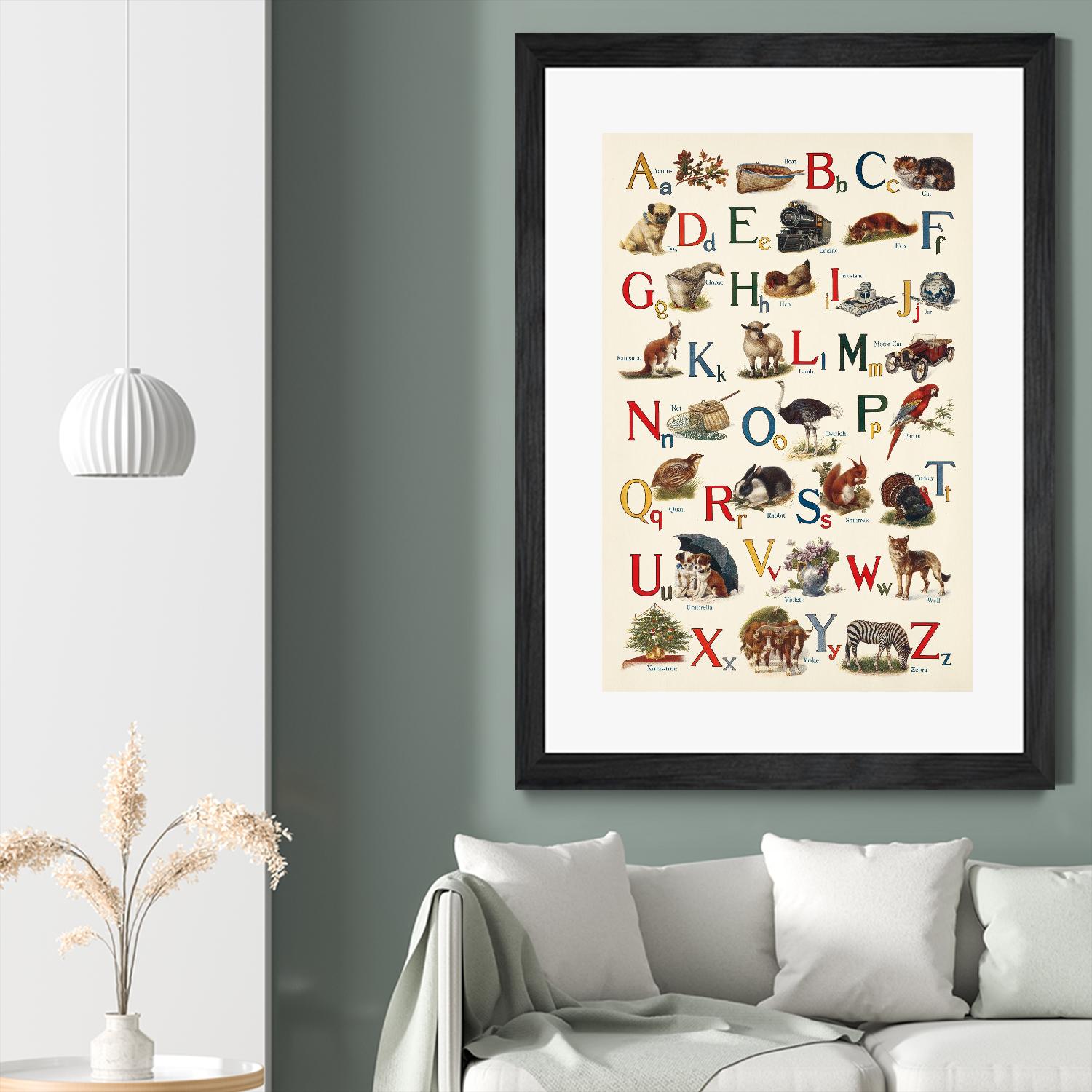 Schoolhouse Alphabet by Wild Apple on GIANT ART - beige illustration  flowers