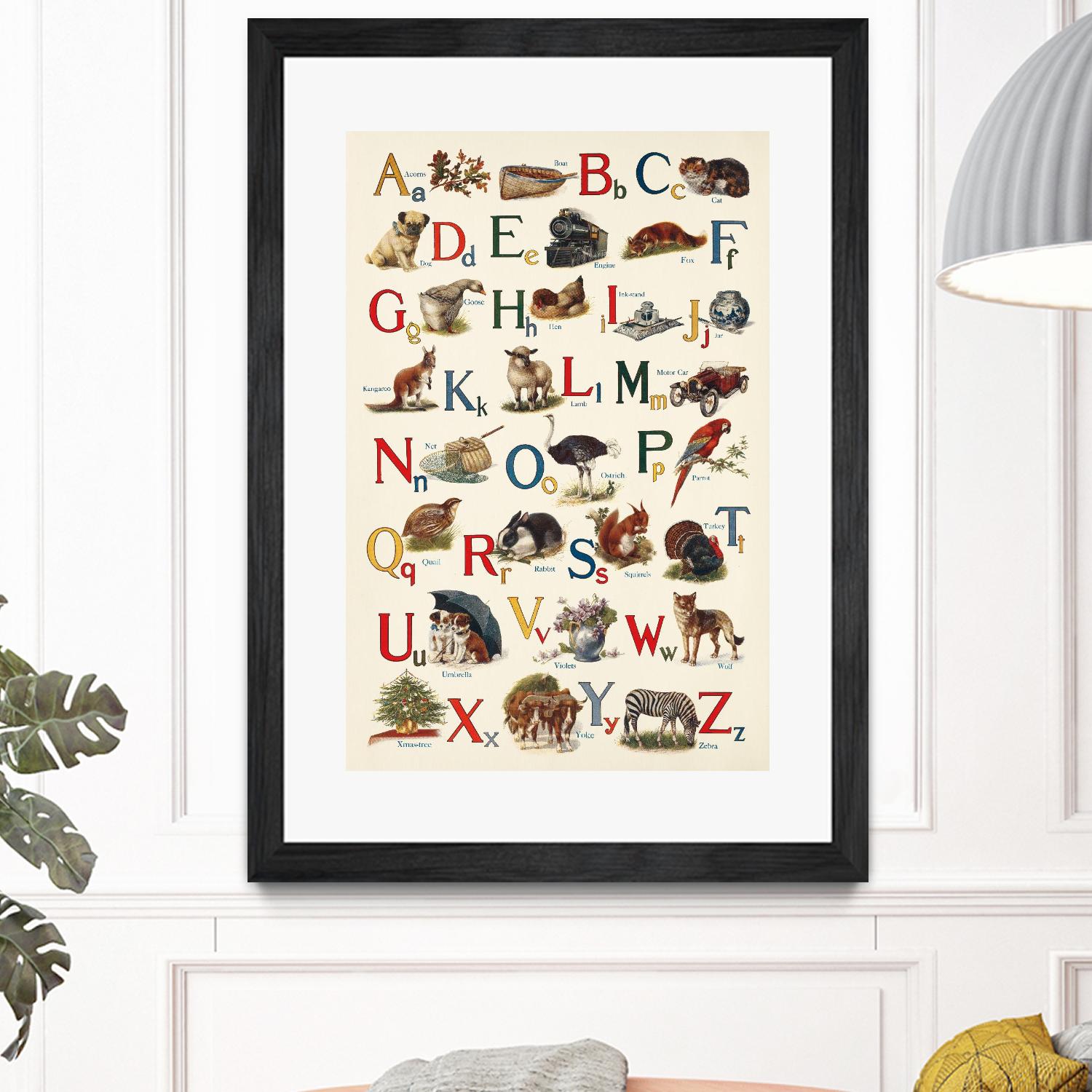 Schoolhouse Alphabet by Wild Apple on GIANT ART - beige illustration  flowers