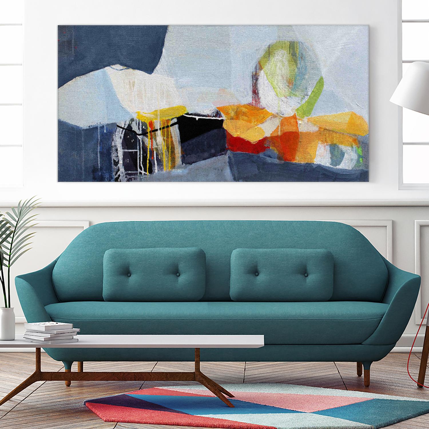 Story Teller by Lina Alattar on GIANT ART - blue,orange abstracts, contemporary