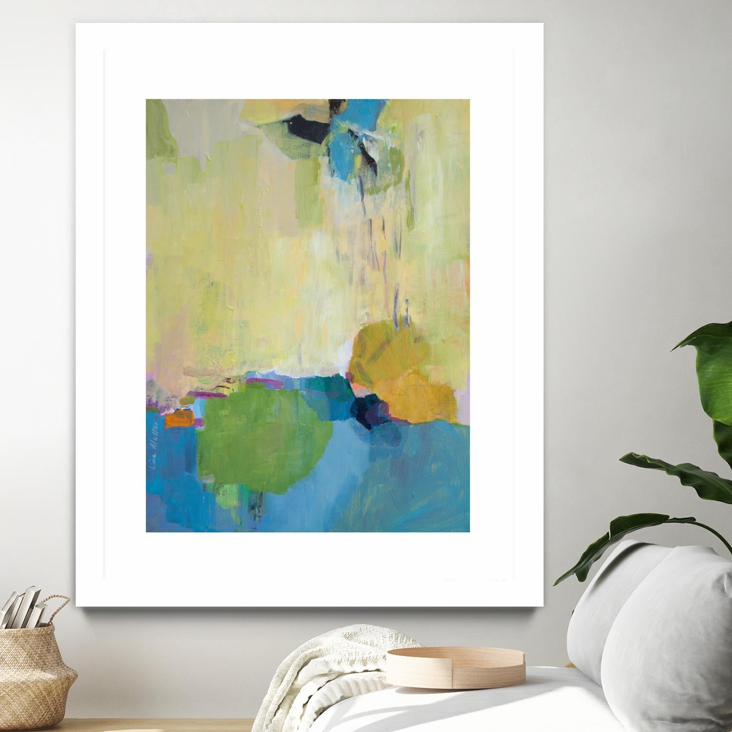 The Promise of Something by Lina Alattar on GIANT ART - blue,yellow abstracts, contemporary