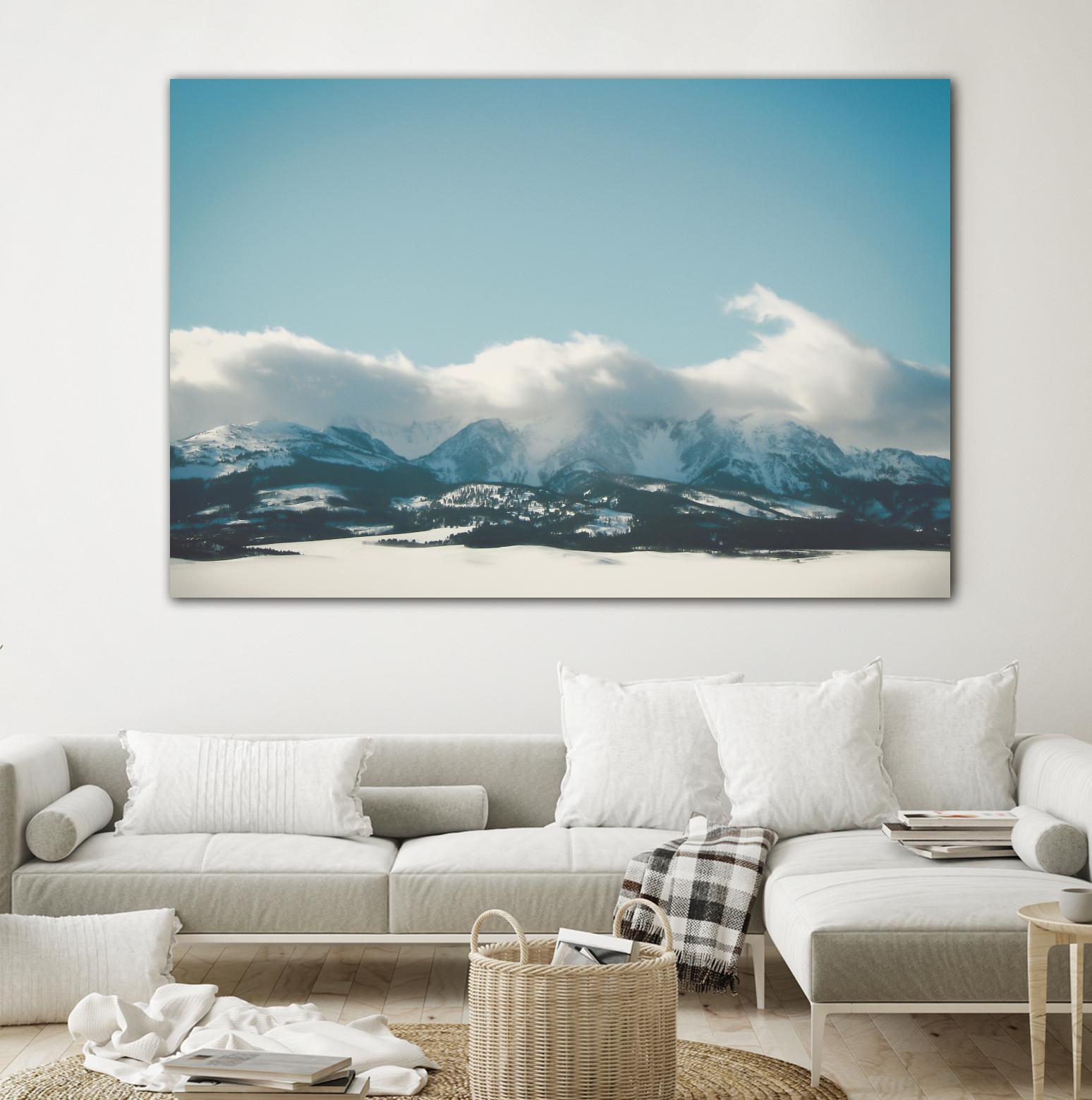 Bridger Mountain Cloud Cover by Annie Bailey Art on GIANT ART - white,blue landscapes, photography, mountains, snow, winter, hills