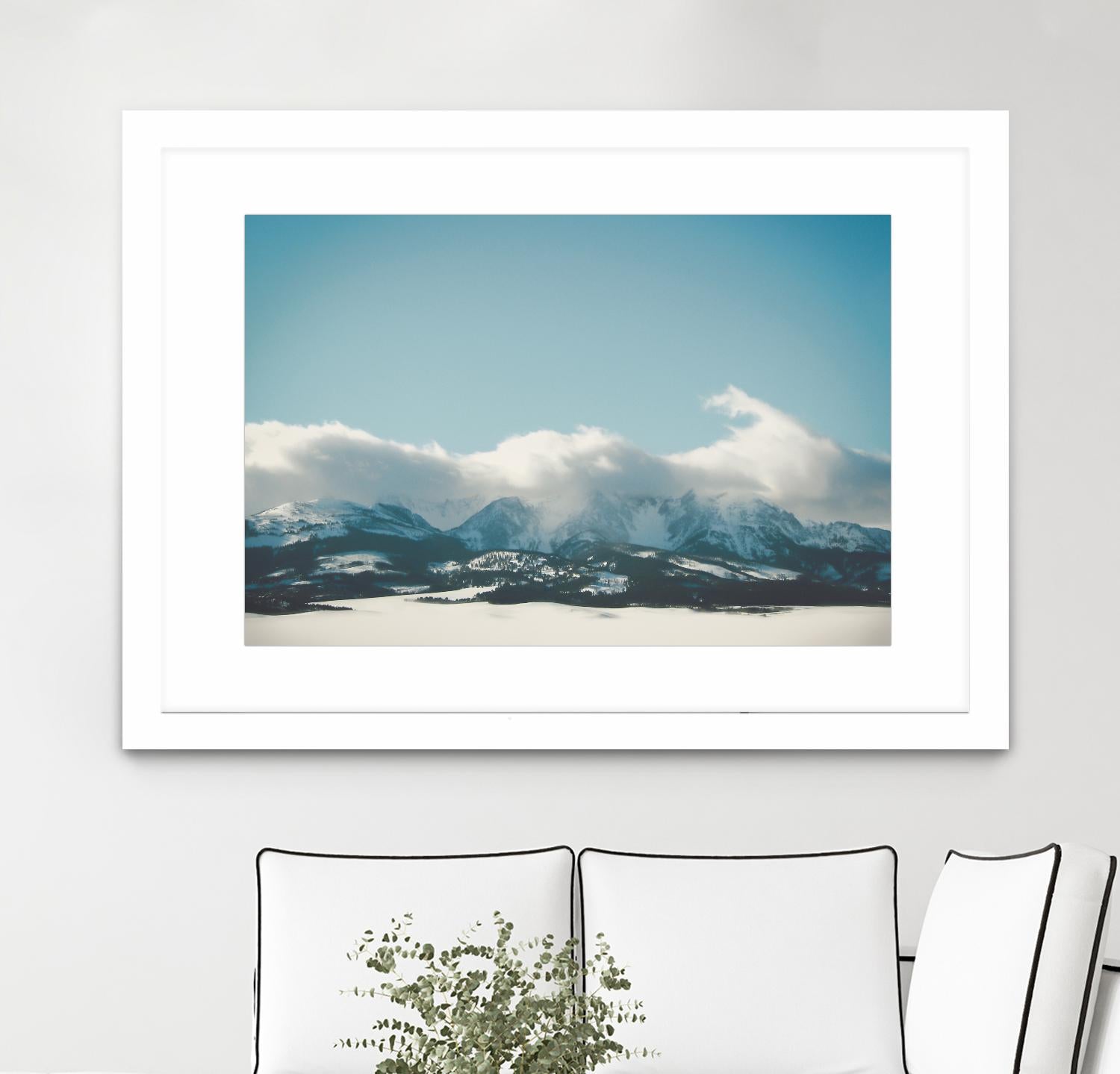Bridger Mountain Cloud Cover by Annie Bailey Art on GIANT ART - white,blue landscapes, photography, mountains, snow, winter, hills