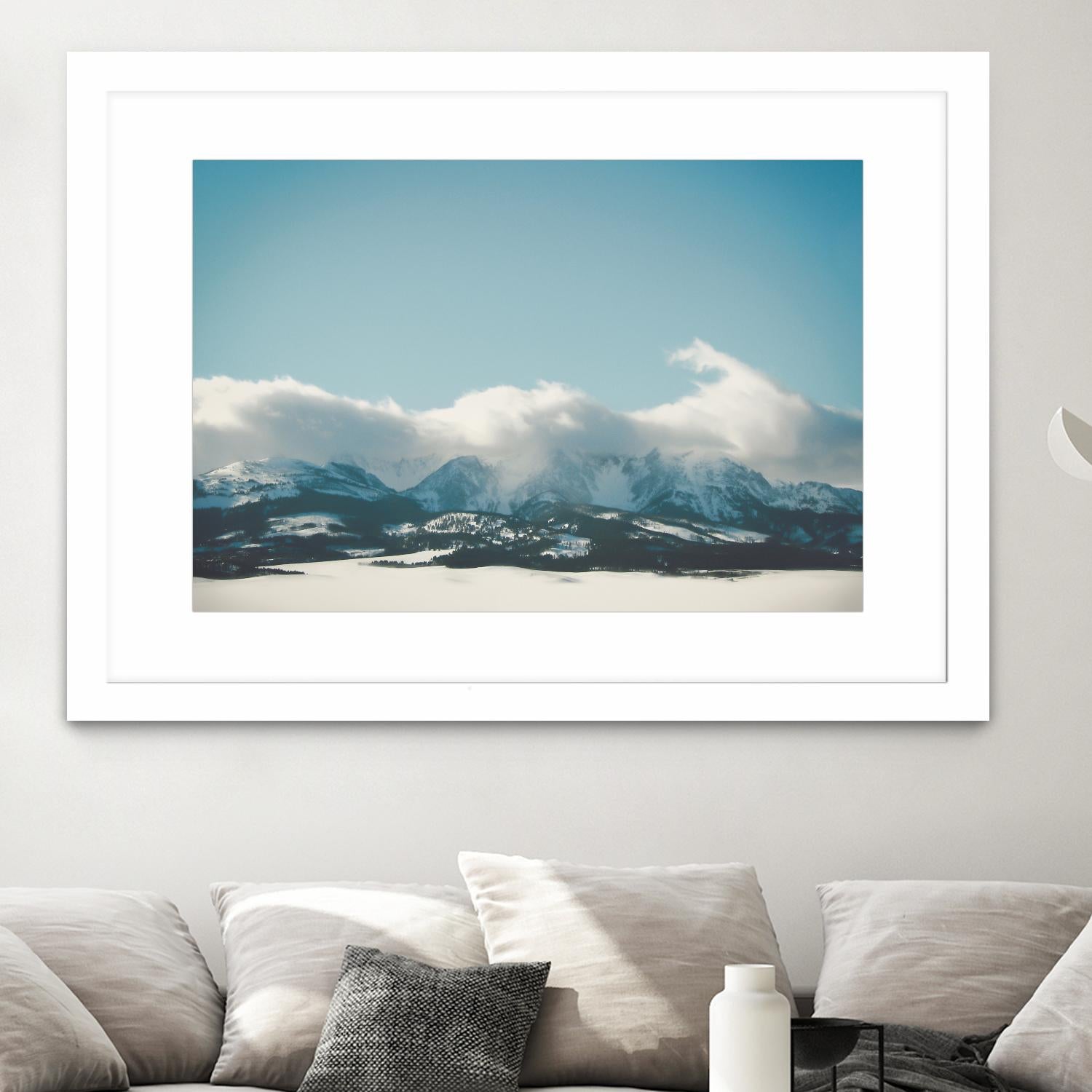 Bridger Mountain Cloud Cover by Annie Bailey Art on GIANT ART - white,blue landscapes, photography, mountains, snow, winter, hills
