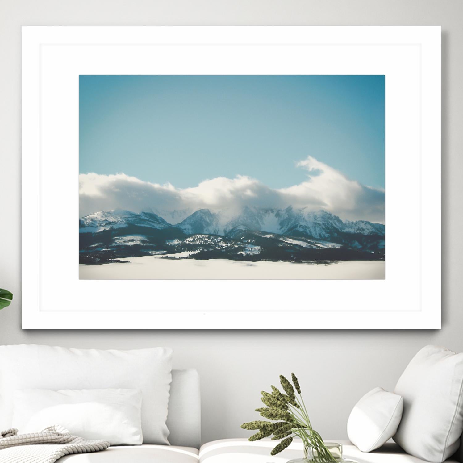 Bridger Mountain Cloud Cover by Annie Bailey Art on GIANT ART - white,blue landscapes, photography, mountains, snow, winter, hills
