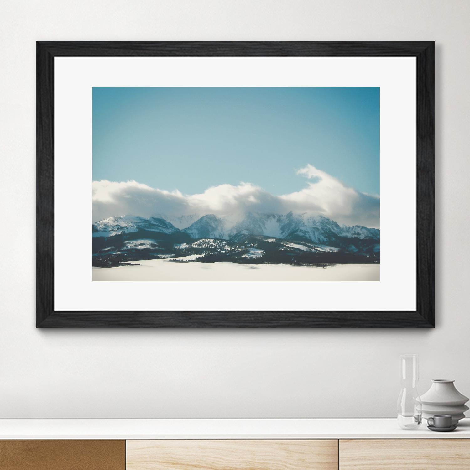Bridger Mountain Cloud Cover by Annie Bailey Art on GIANT ART - white,blue landscapes, photography, mountains, snow, winter, hills