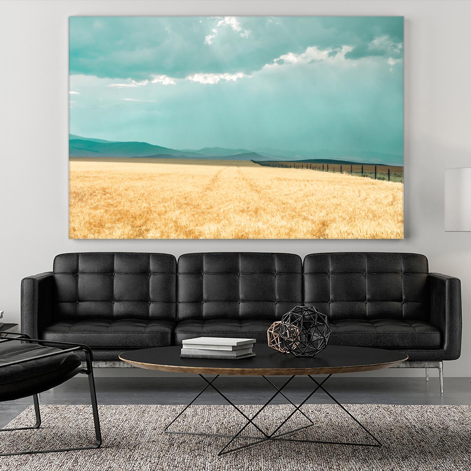 Harvest Shadow by Annie Bailey Art on GIANT ART - blue,beige landscapes, photography, farms, hills