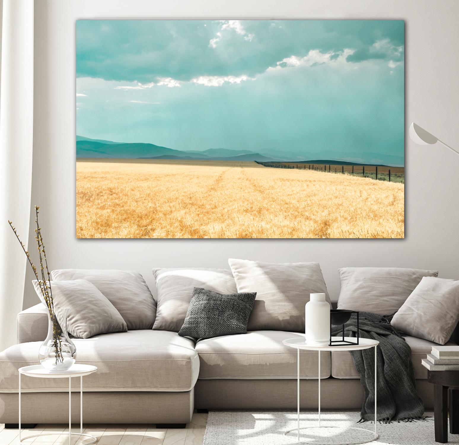 Harvest Shadow by Annie Bailey Art on GIANT ART - blue,beige landscapes, photography, farms, hills