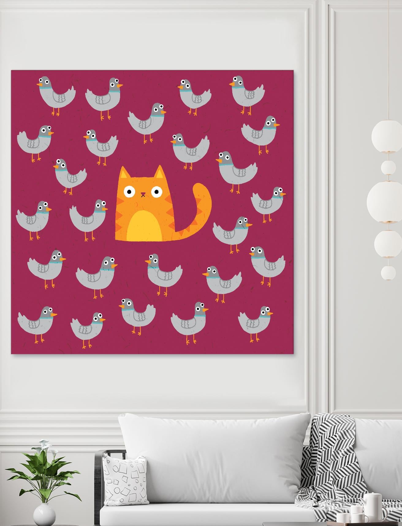 Cat amongst the Pigeons by Michael Buxton on GIANT ART - multicolor urban/pop surrealism; animals; contemporary