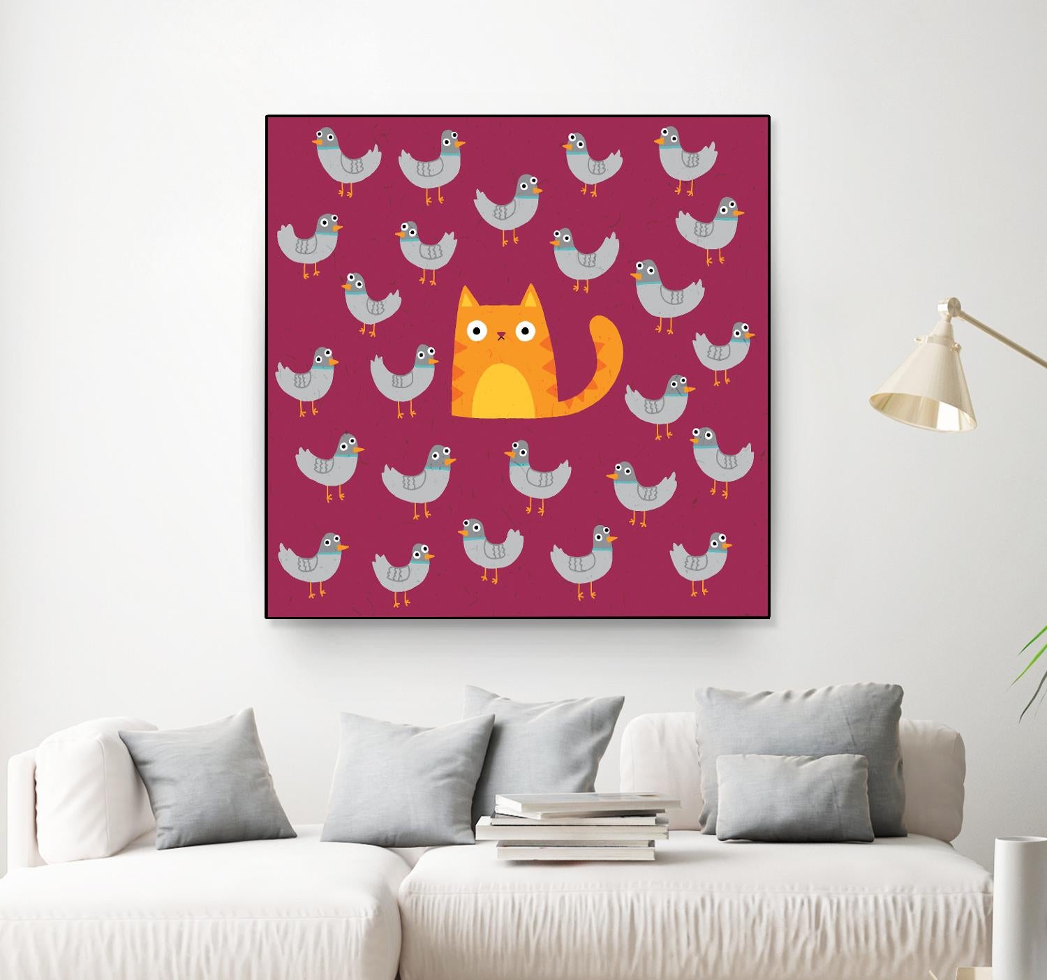 Cat amongst the Pigeons by Michael Buxton on GIANT ART - multicolor urban/pop surrealism; animals; contemporary