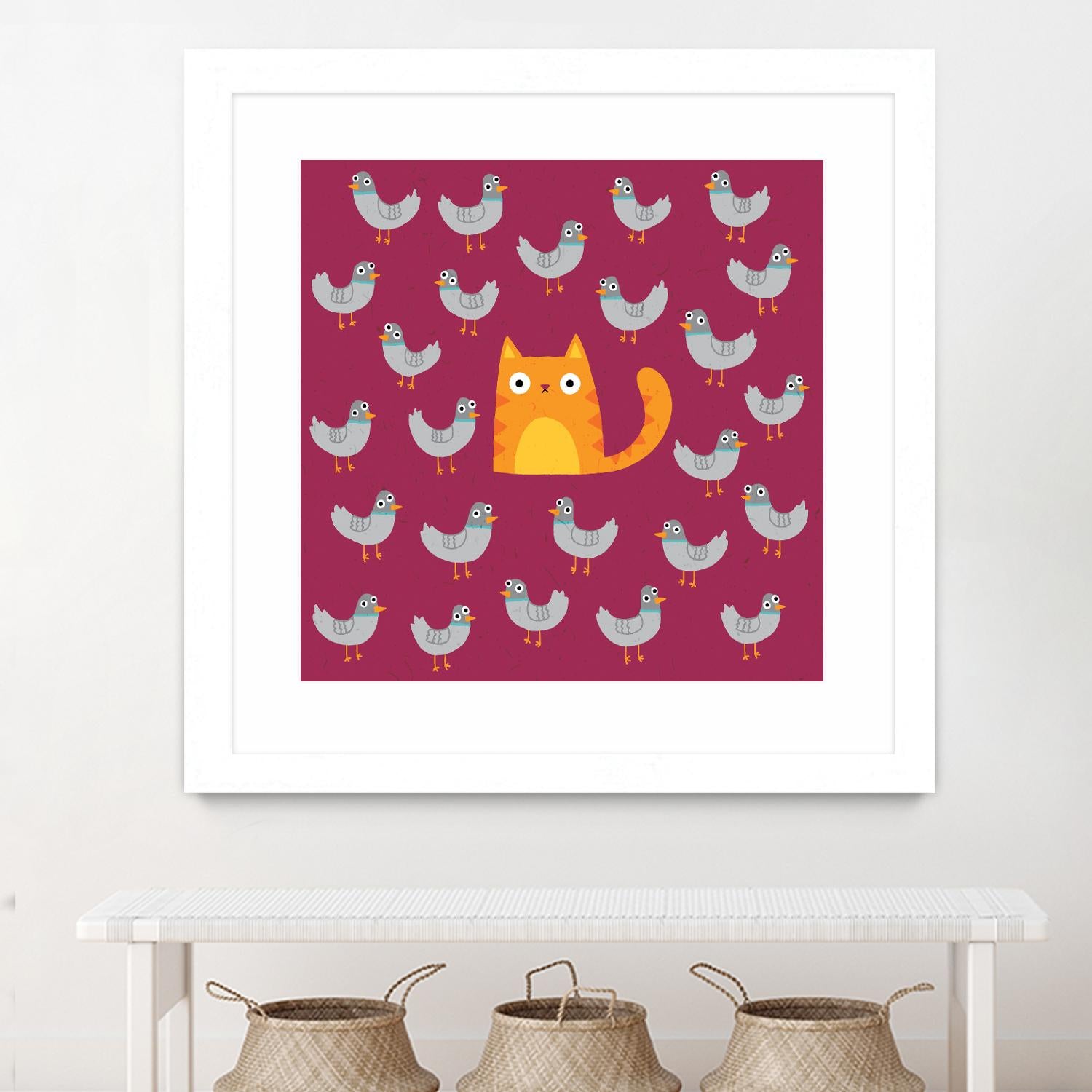 Cat amongst the Pigeons by Michael Buxton on GIANT ART - multicolor urban/pop surrealism; animals; contemporary