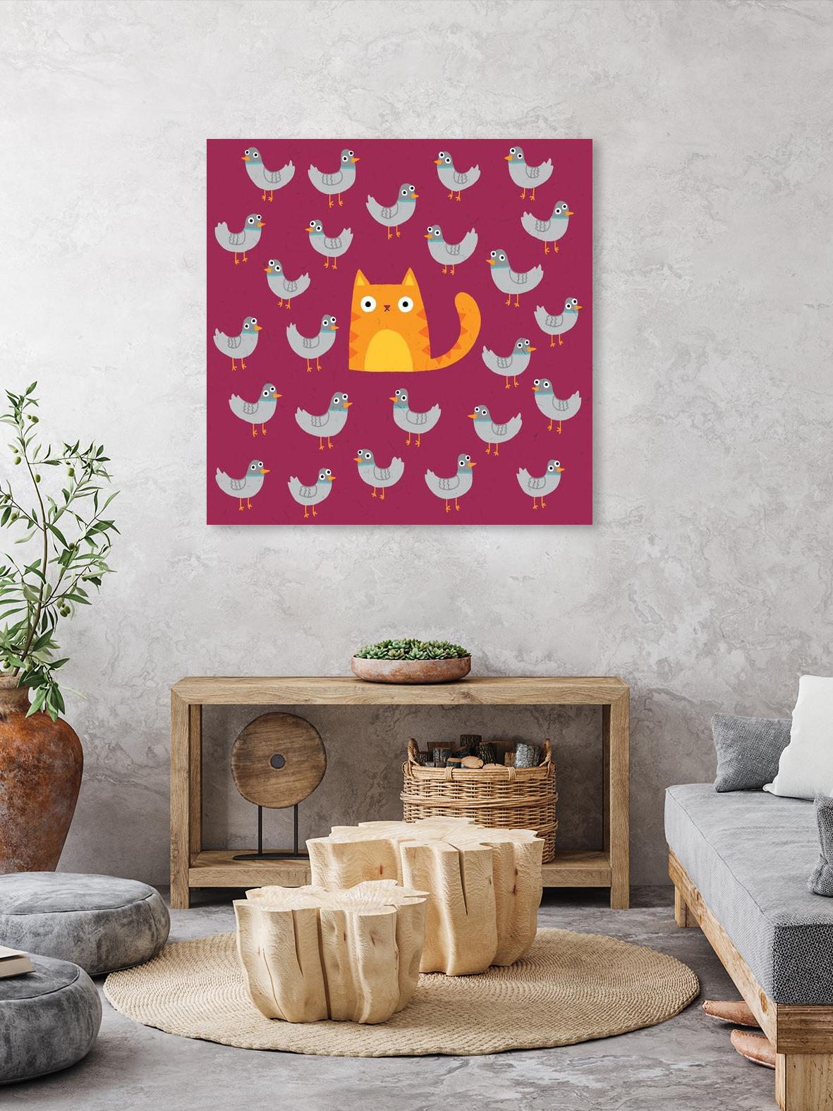 Cat amongst the Pigeons by Michael Buxton on GIANT ART - multicolor urban/pop surrealism; animals; contemporary