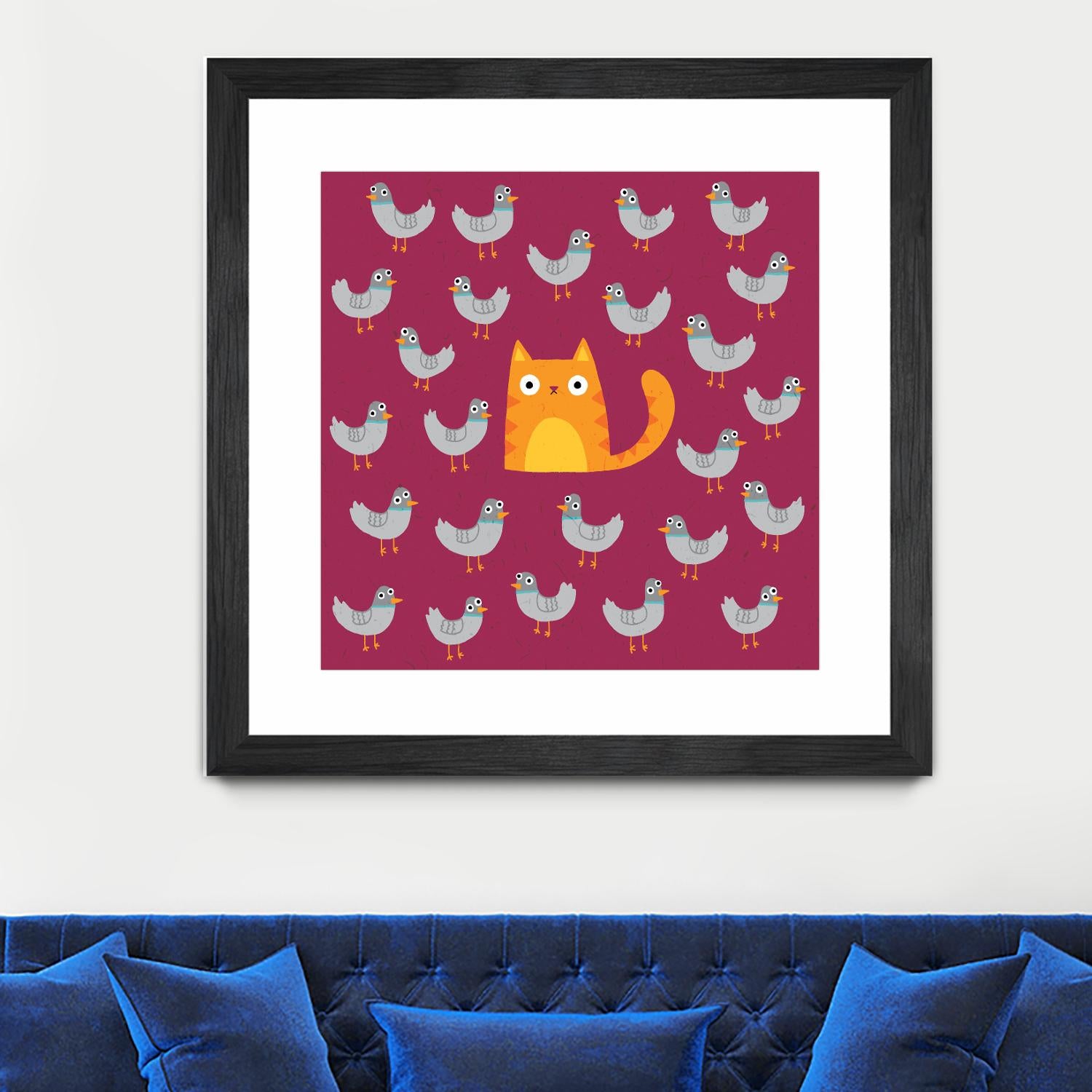 Cat amongst the Pigeons by Michael Buxton on GIANT ART - multicolor urban/pop surrealism; animals; contemporary