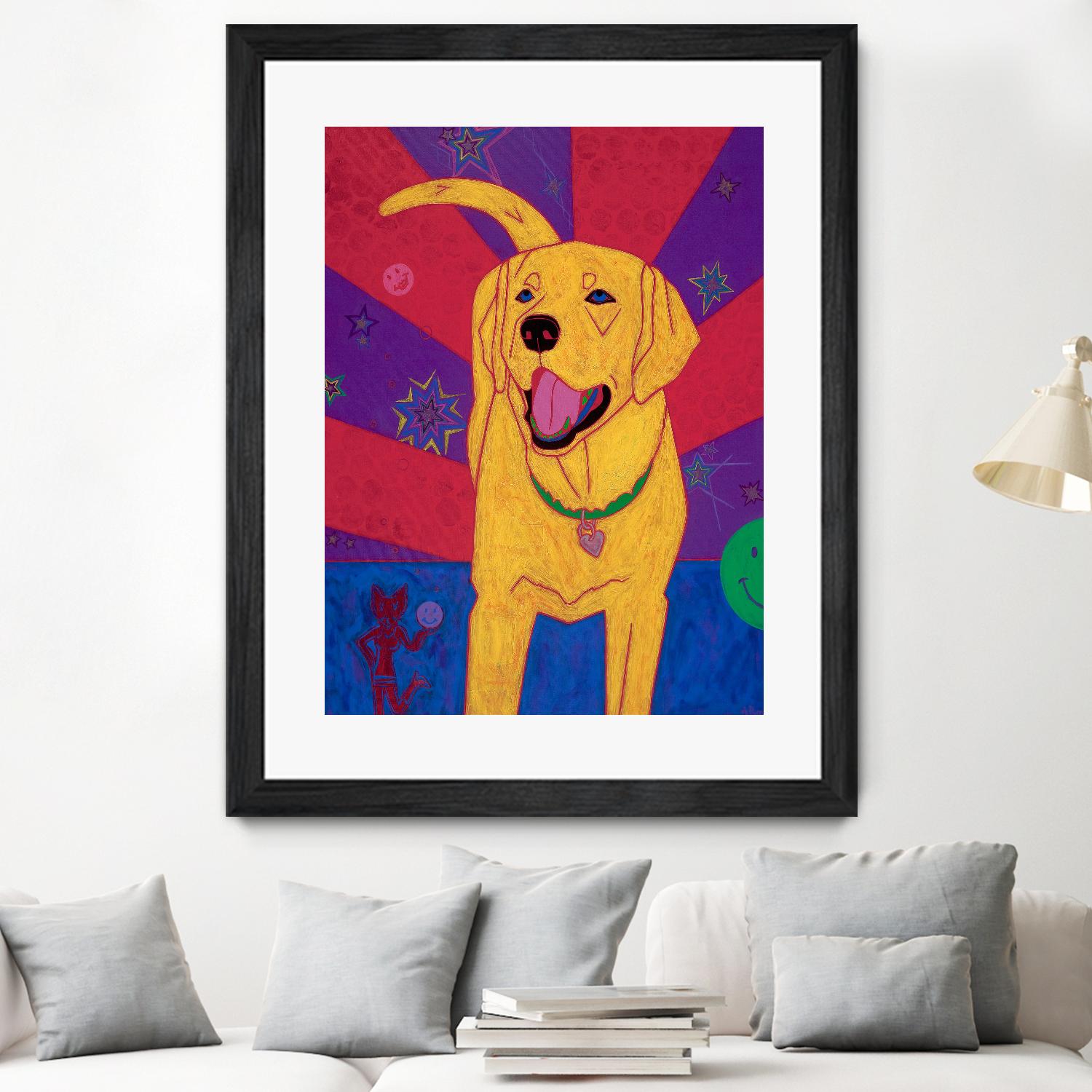 Yellow Happiness by Angela Bond on GIANT ART - multicolor animals; contemporary