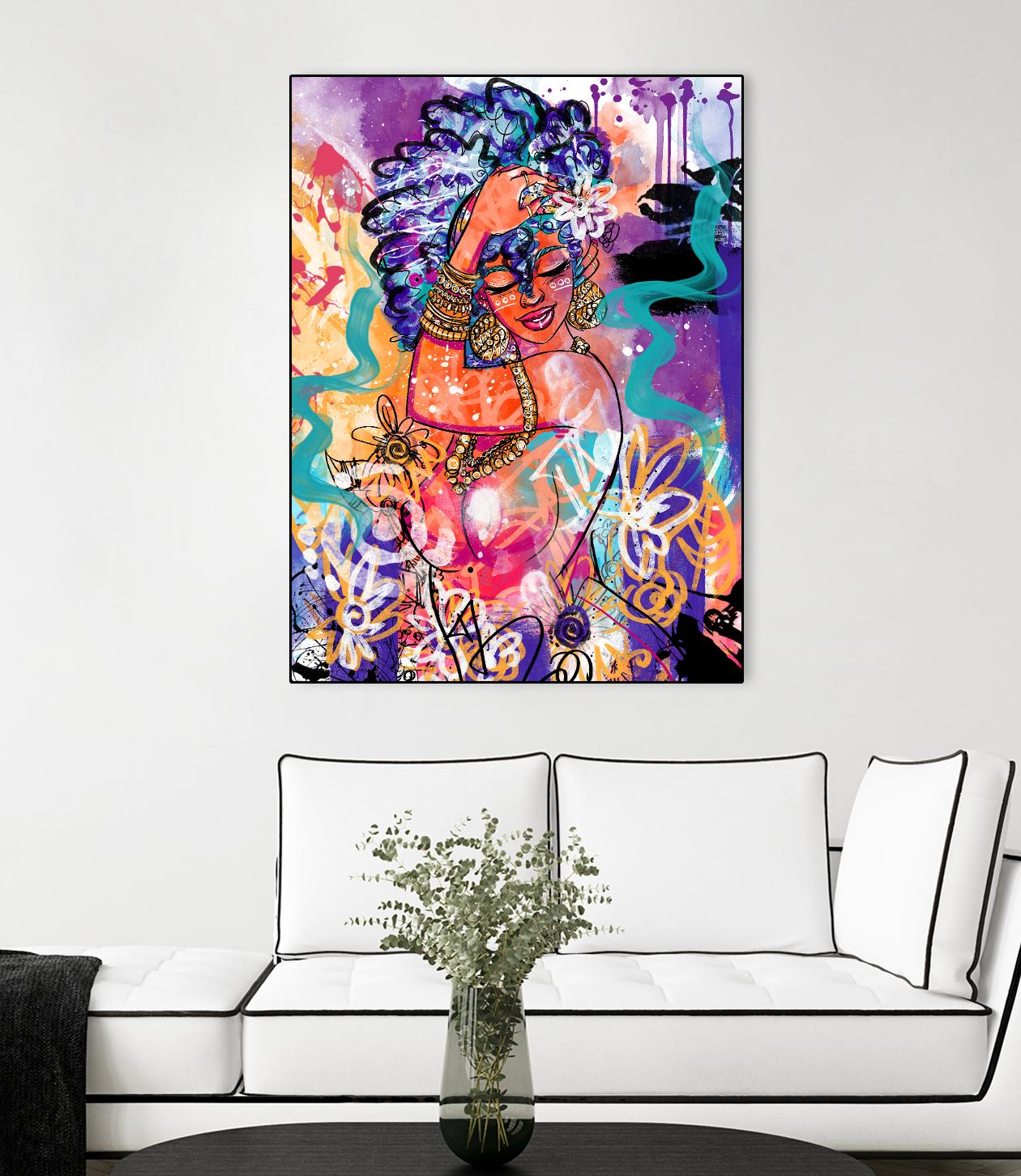 Gold Flowers by Justin Copeland on GIANT ART - multicolor ethnic; figurative; contemporary